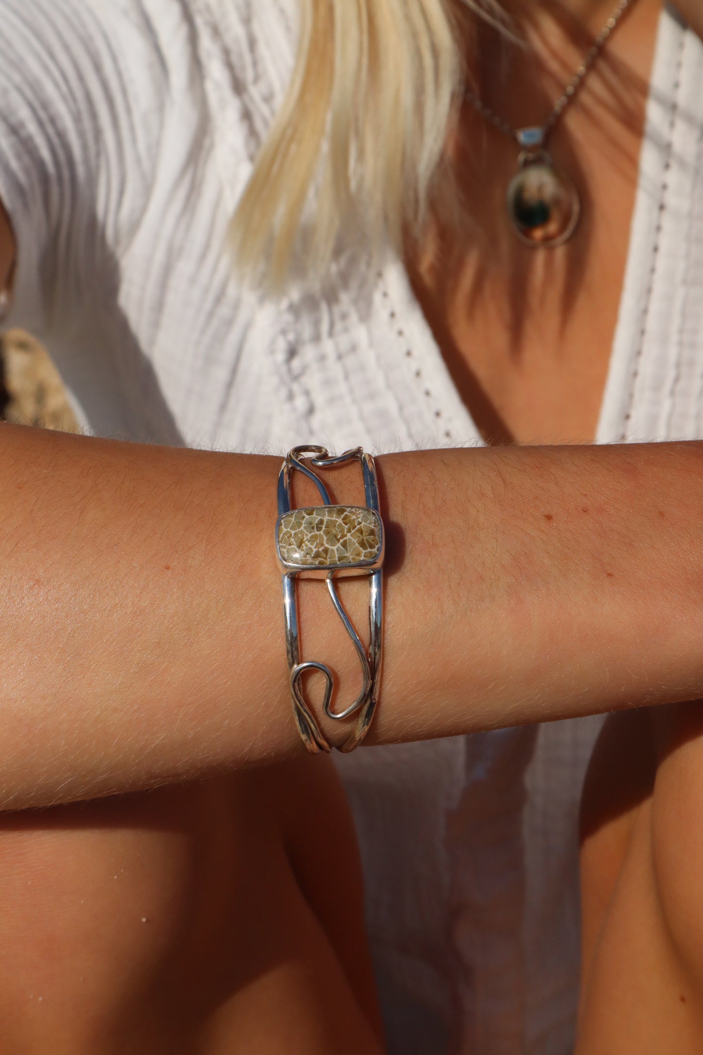 Wavy Fossilised Coral Cuff