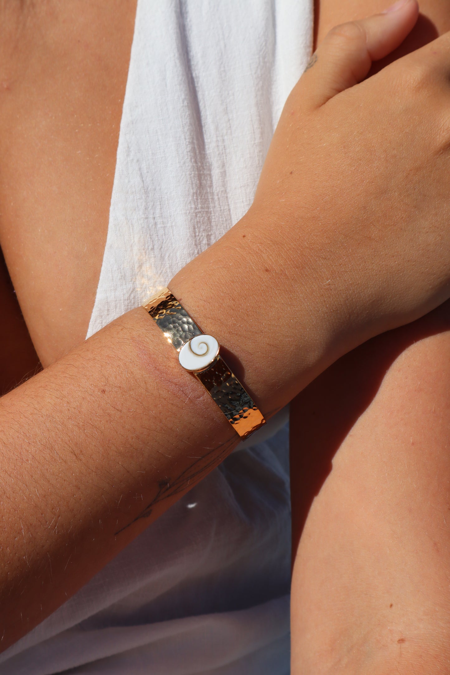 Hammered Operculum Cuff