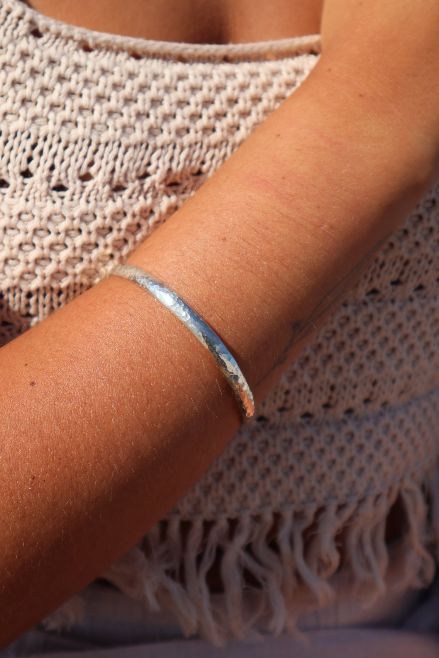 Hammered Silver Bangle