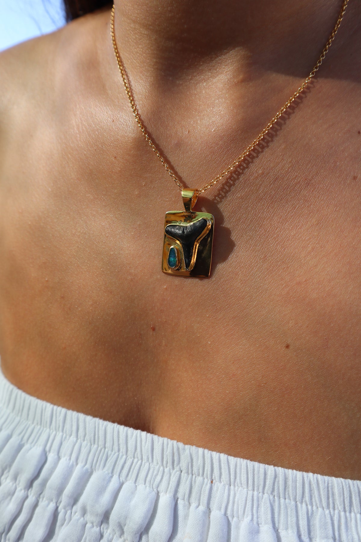 Shark Tooth x Opal Frame Pendant