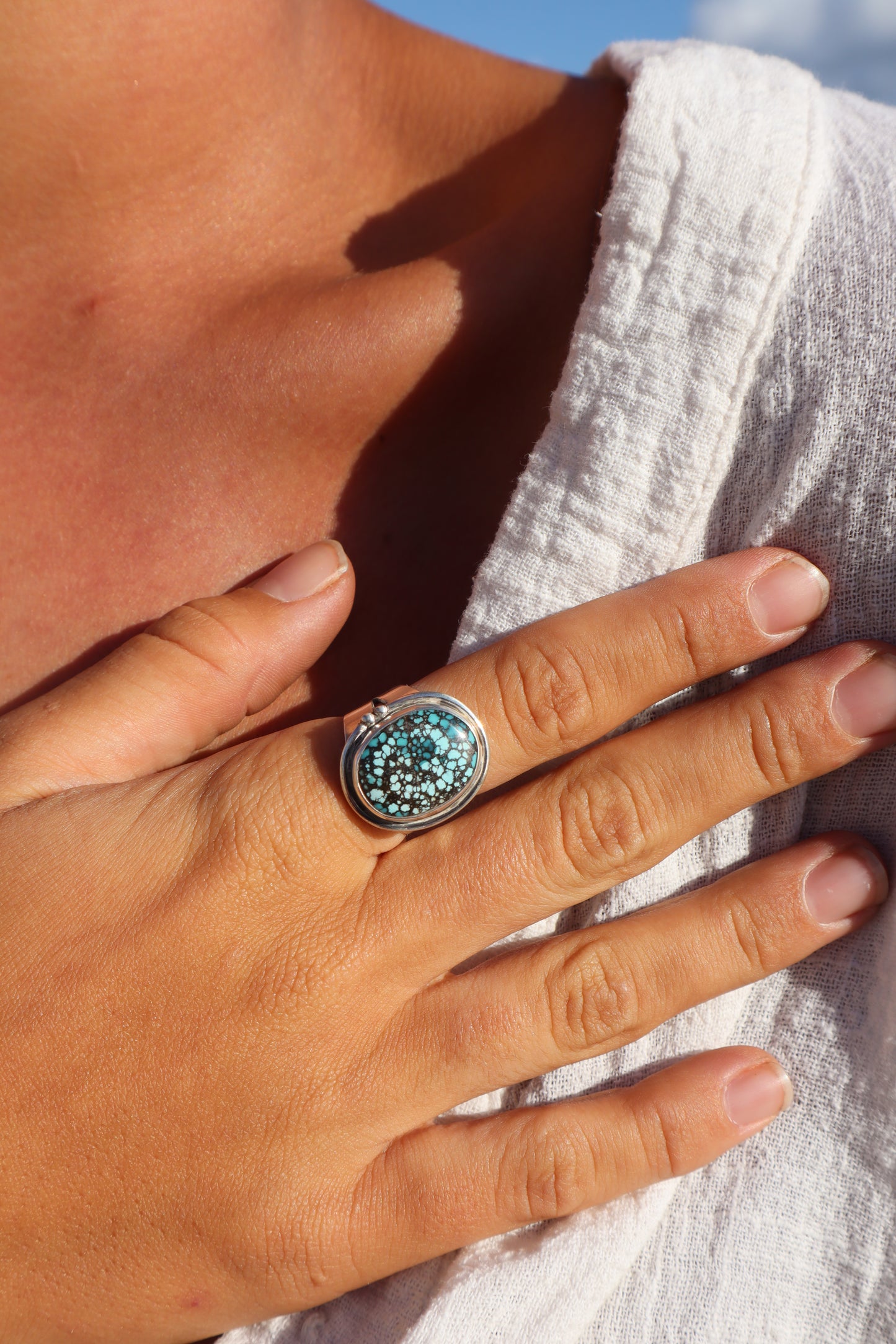 Chunky Turquoise Ring SIZE R 1/2 - 9