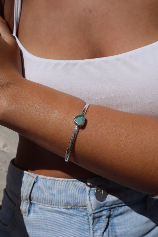 Aqua Sea Glass Wanderer Cuff