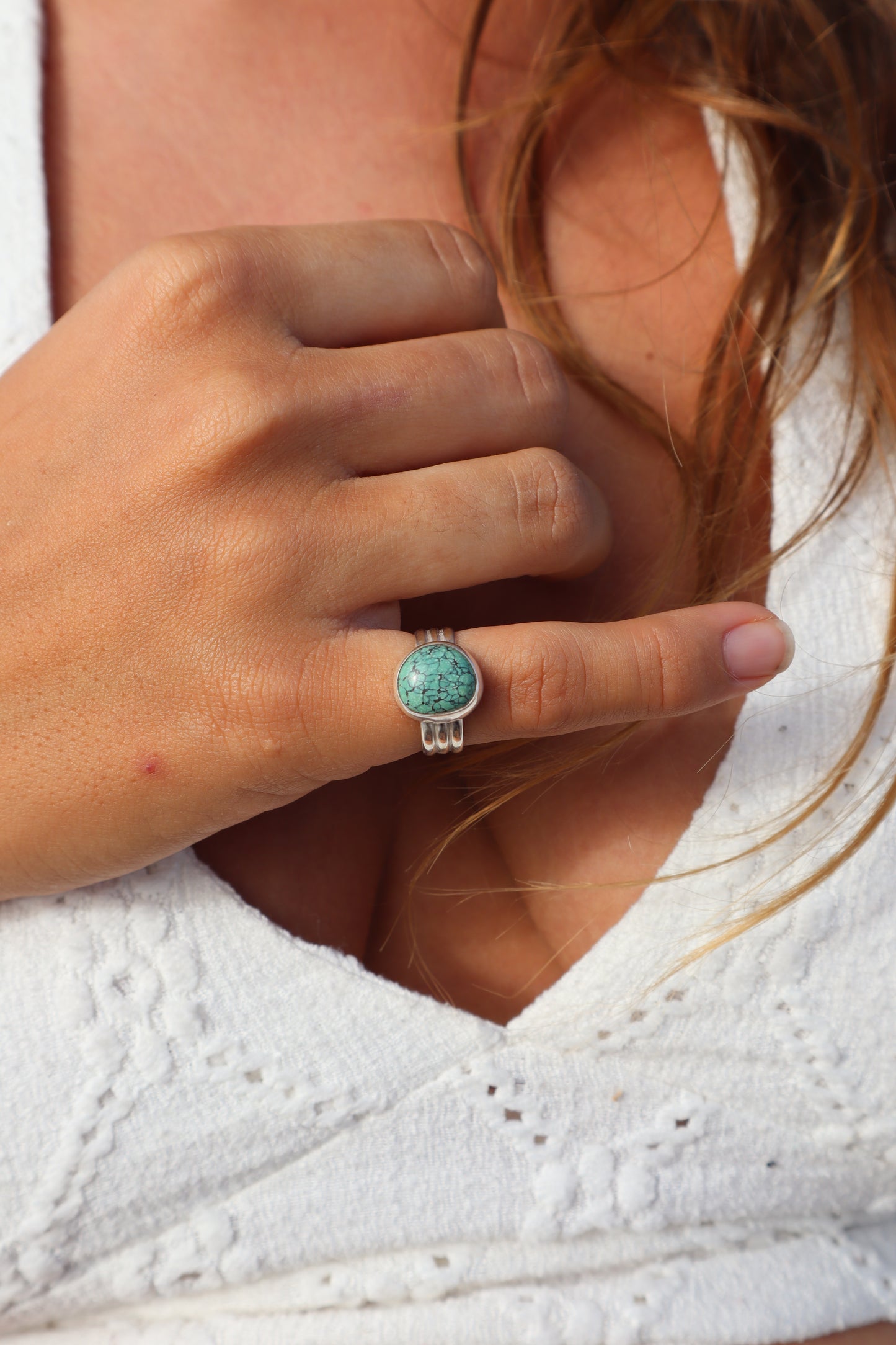 Green Turquoise Ring SIZE K - 5 1/4
