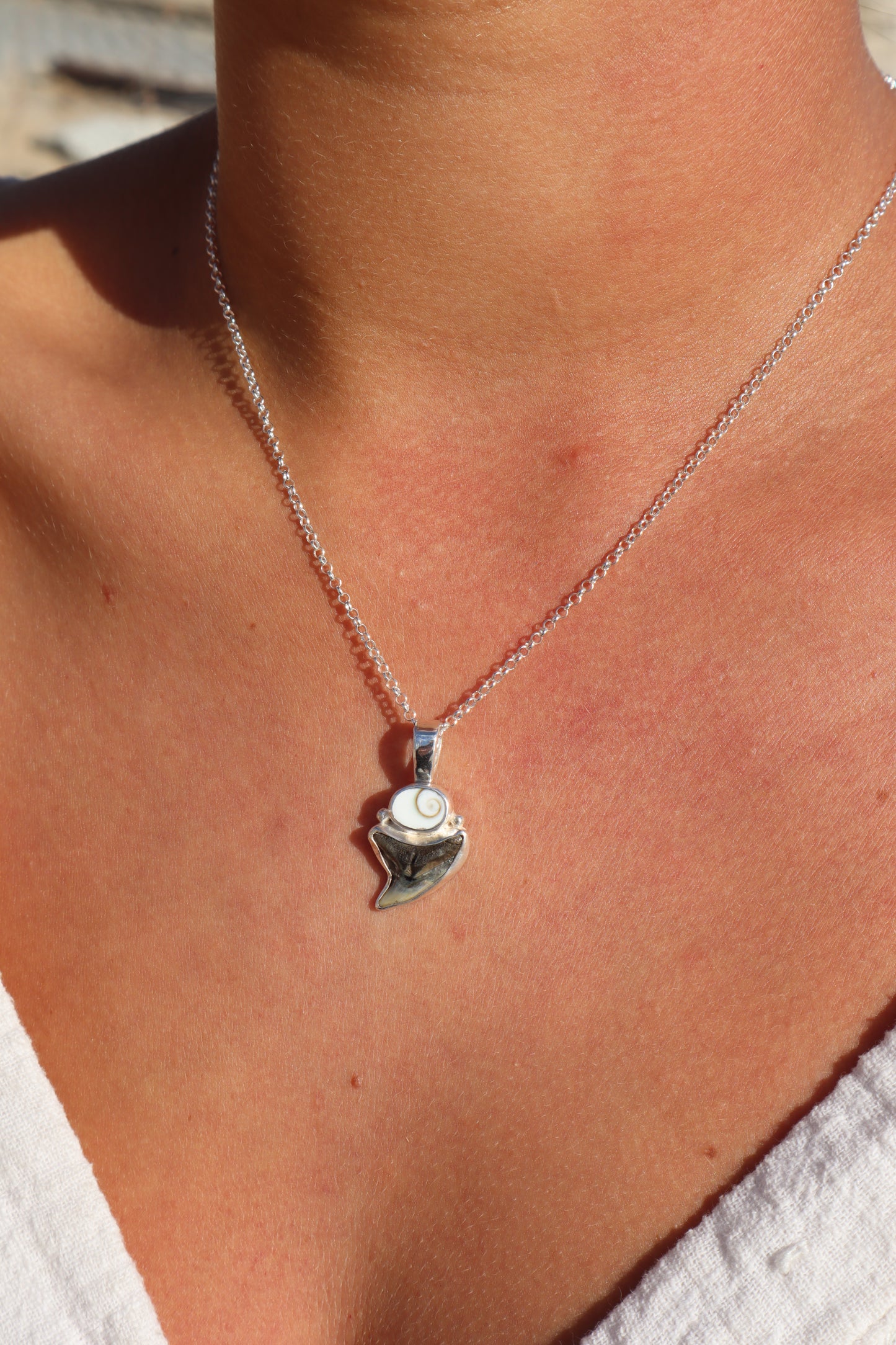 Operculum x Fossilised Shark Tooth Pendant