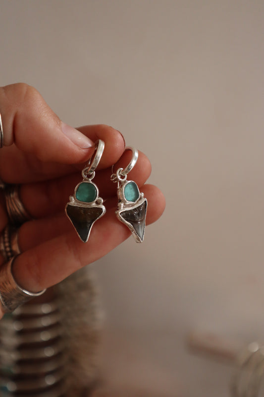 Shark Tooth x Seaglass Earrings