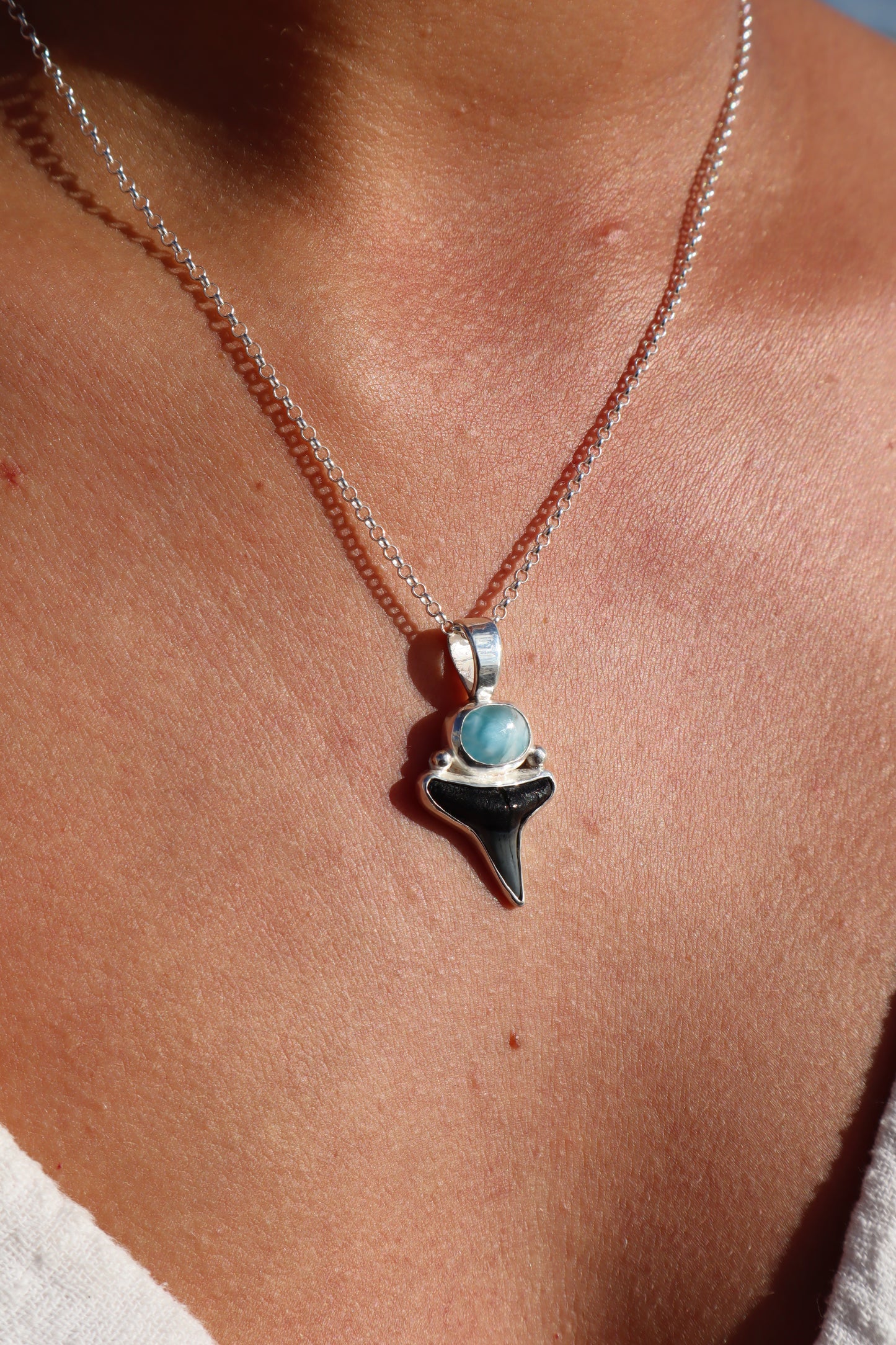 Larimar x Shark Tooth Pendant