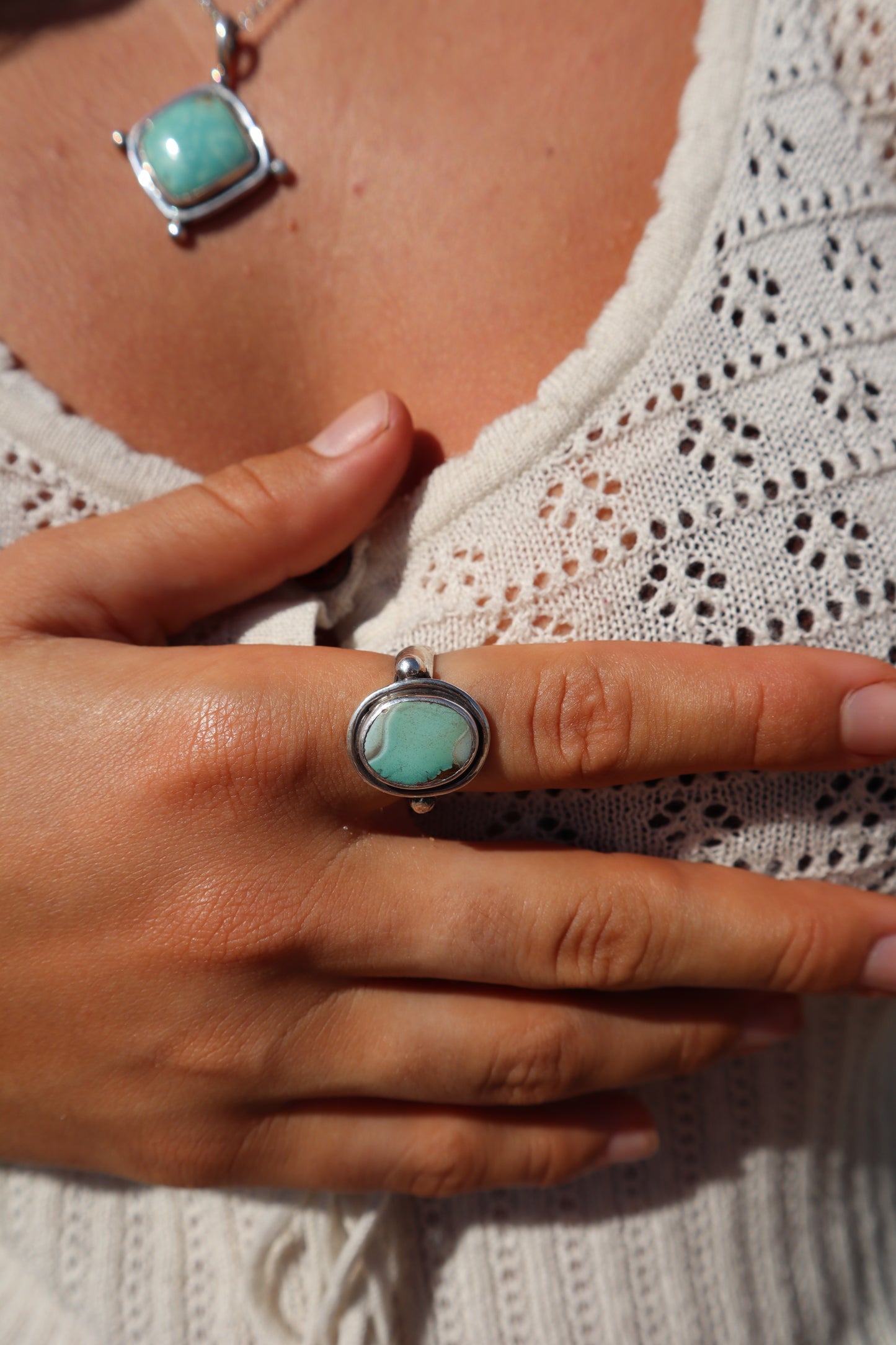 Hubei Turquoise Ring SIZE Q 1/2 - 8 1/2