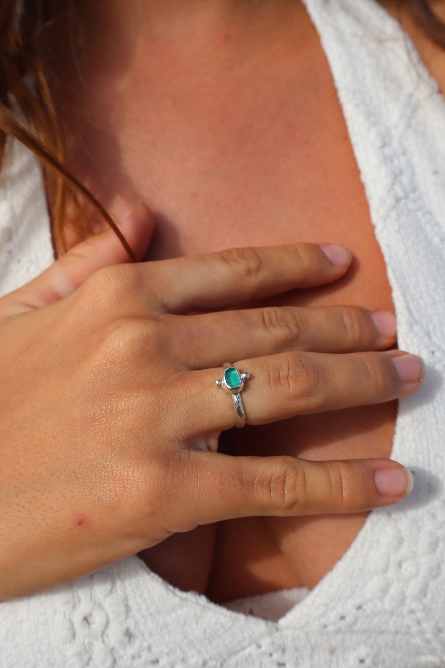 Dainty Seaglass Ring SIZE M - 6 1/4