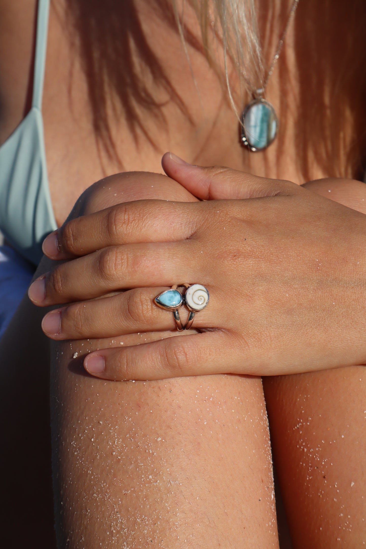 Operculum x Larimar Ring SIZE L - 5 3/4