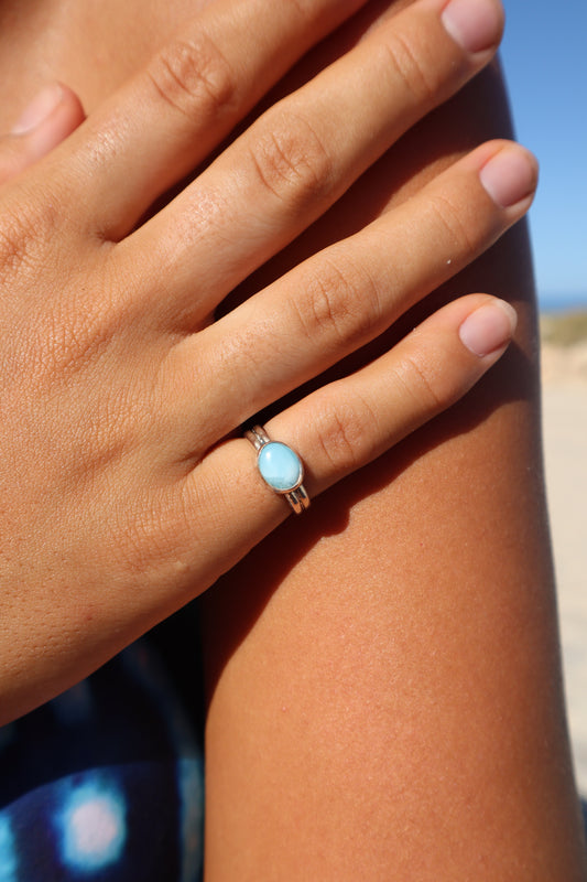 Dainty Larimar Ring SIZE J - 4 3/4
