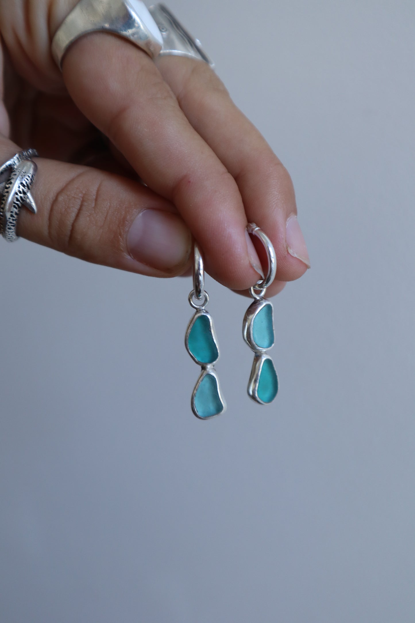 Double Seaglass Hoops