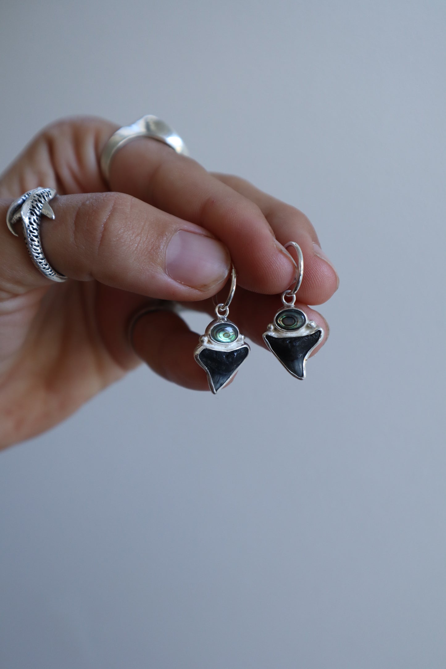 Shark Tooth x Abalone Hoops