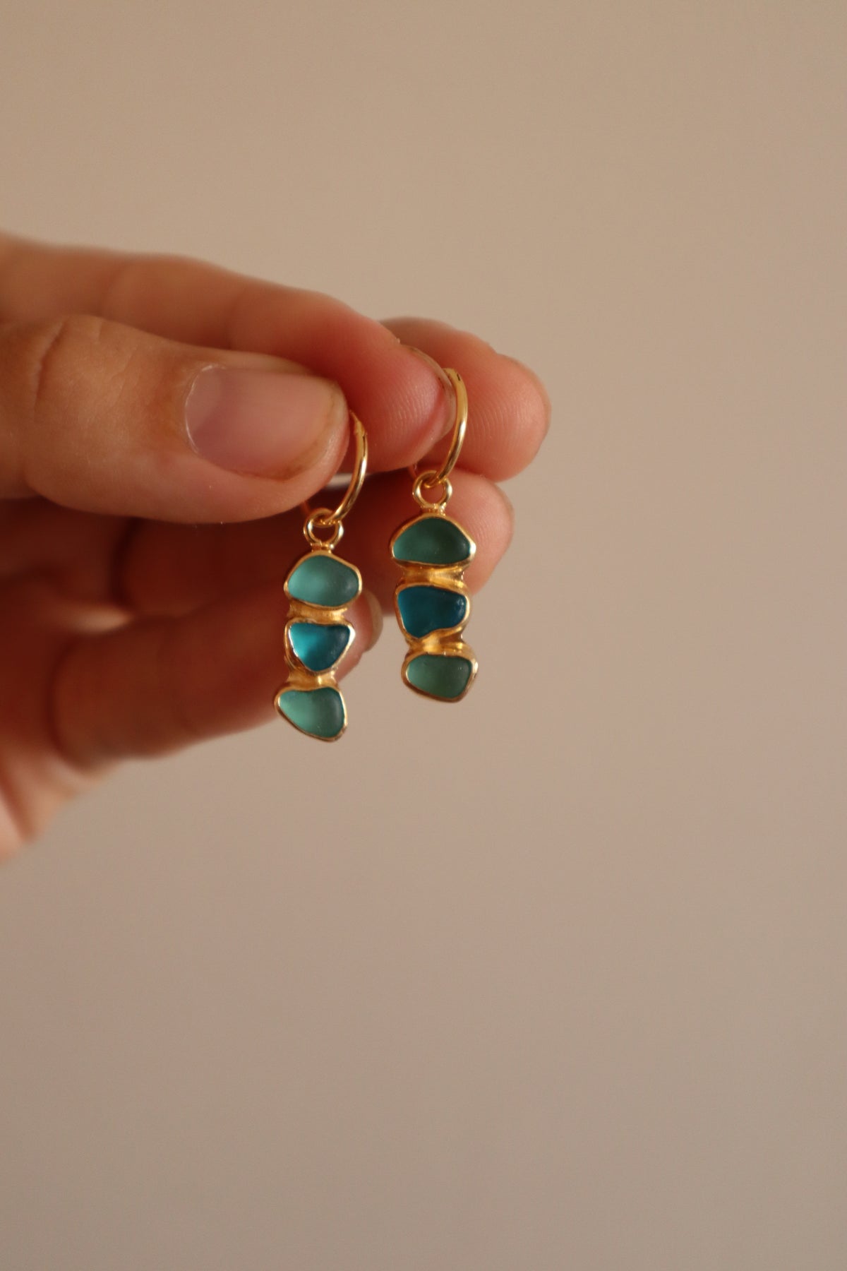 Triple Seaglass Earrings