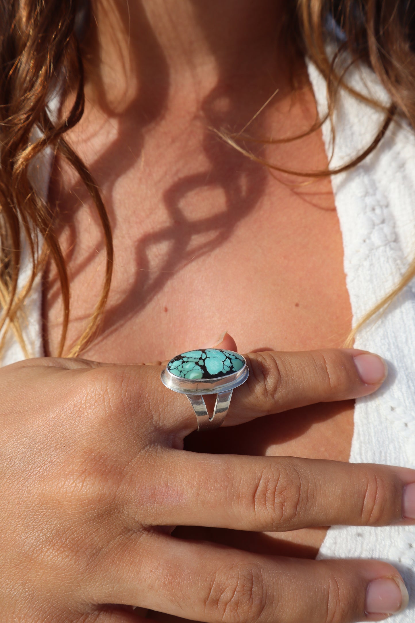 Chunky Turquoise Ring SIZE S 1/2 - 9 1/2