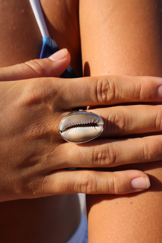 Light Brown Cowrie Ring SIZE Q 1/2 - 8 1/2