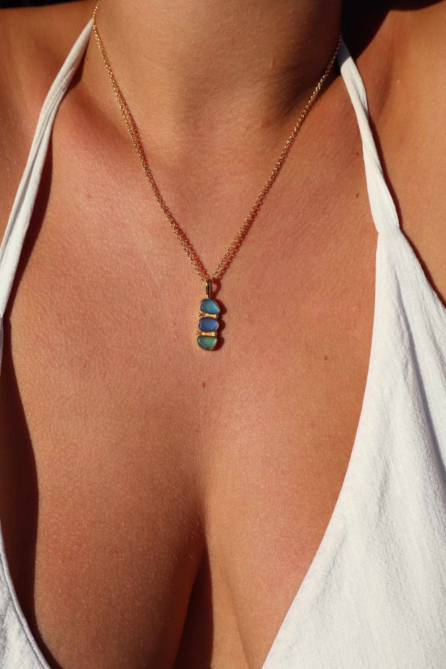 Triple Seaglass Pendant