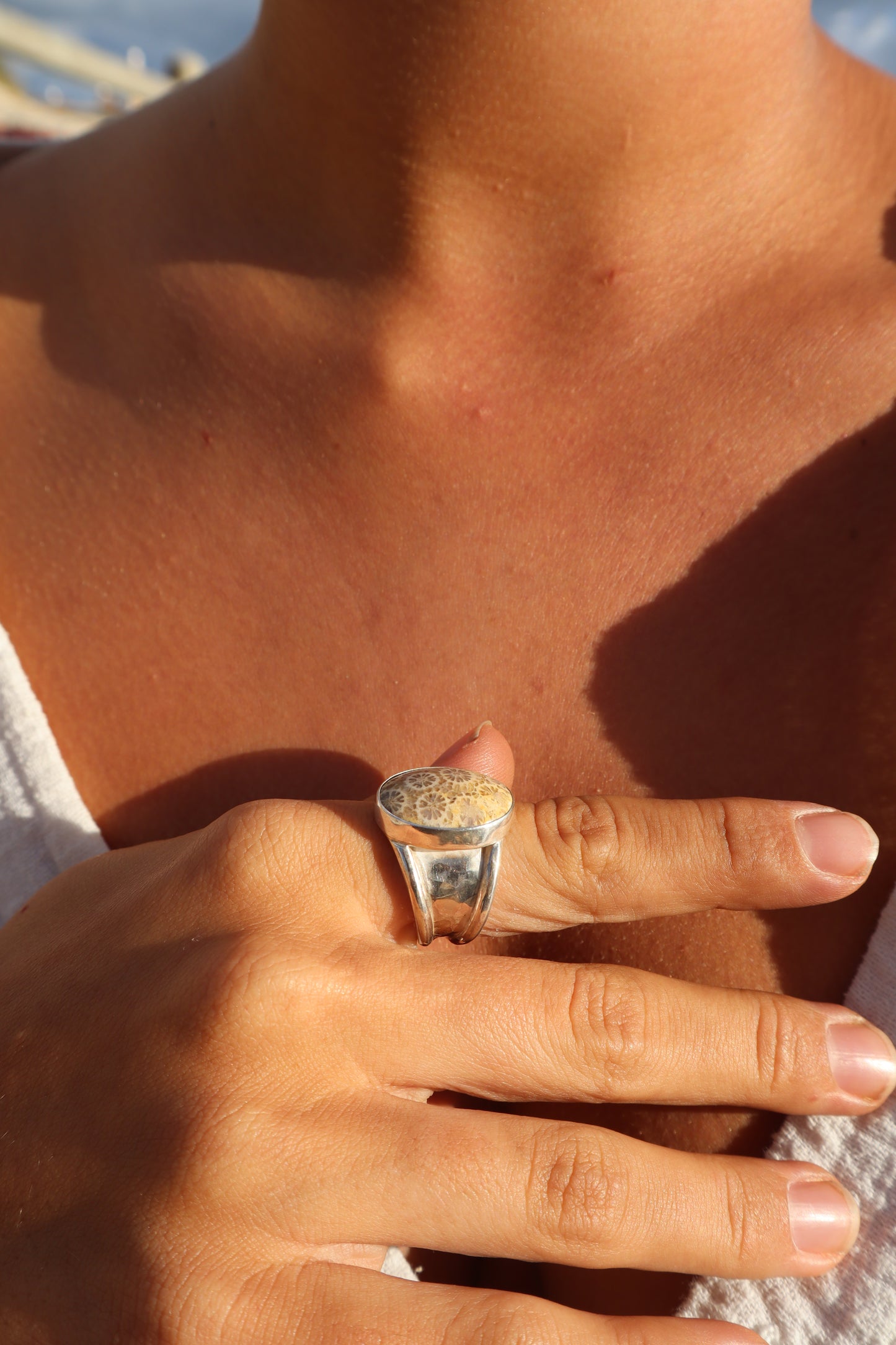 Chunky Coral Ring SIZE R 1/2 - 9