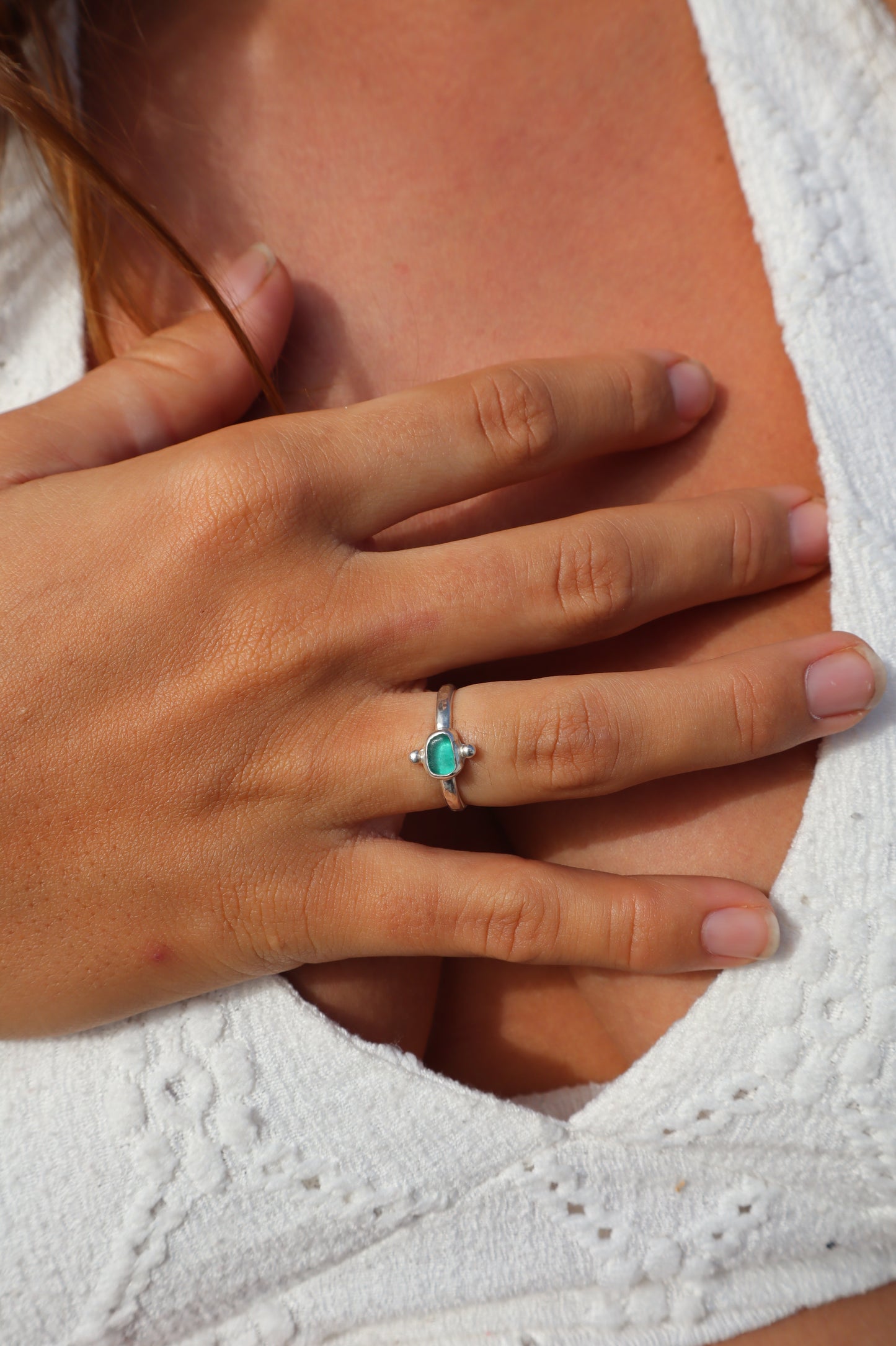 Dainty Seaglass Ring SIZE M - 6 1/4