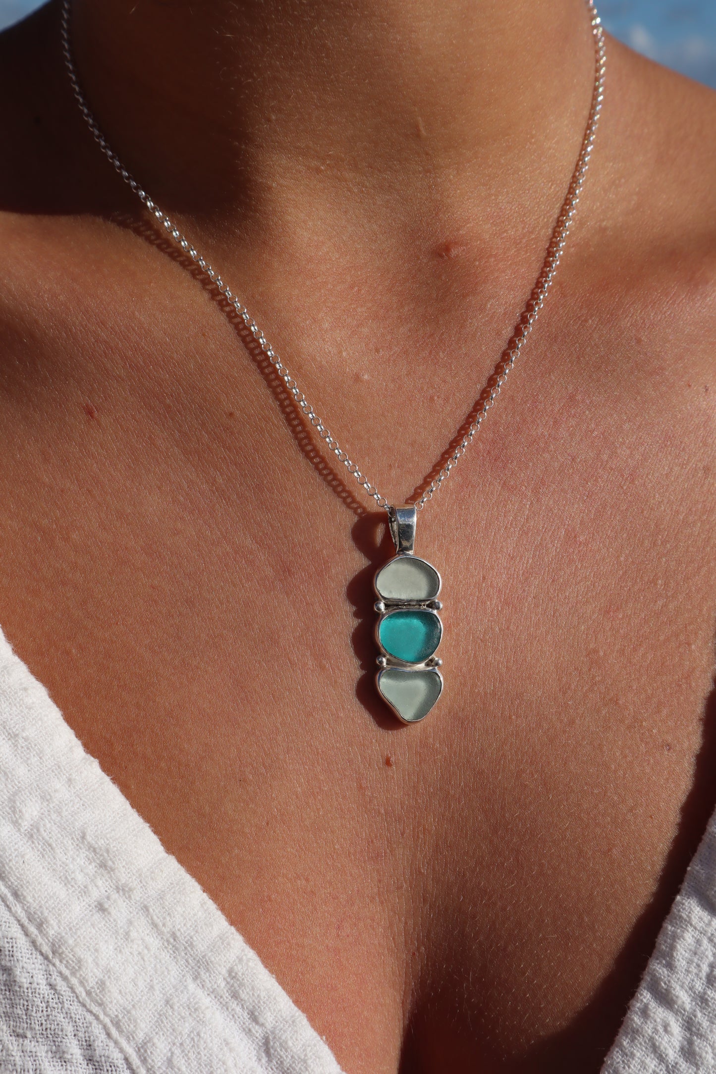 Triple Seaglass Pendant