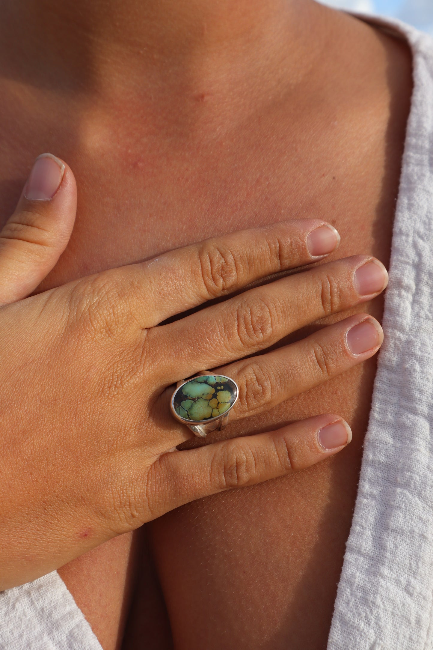 Chunky Turquoise Ring SIZE O - 7 1/4