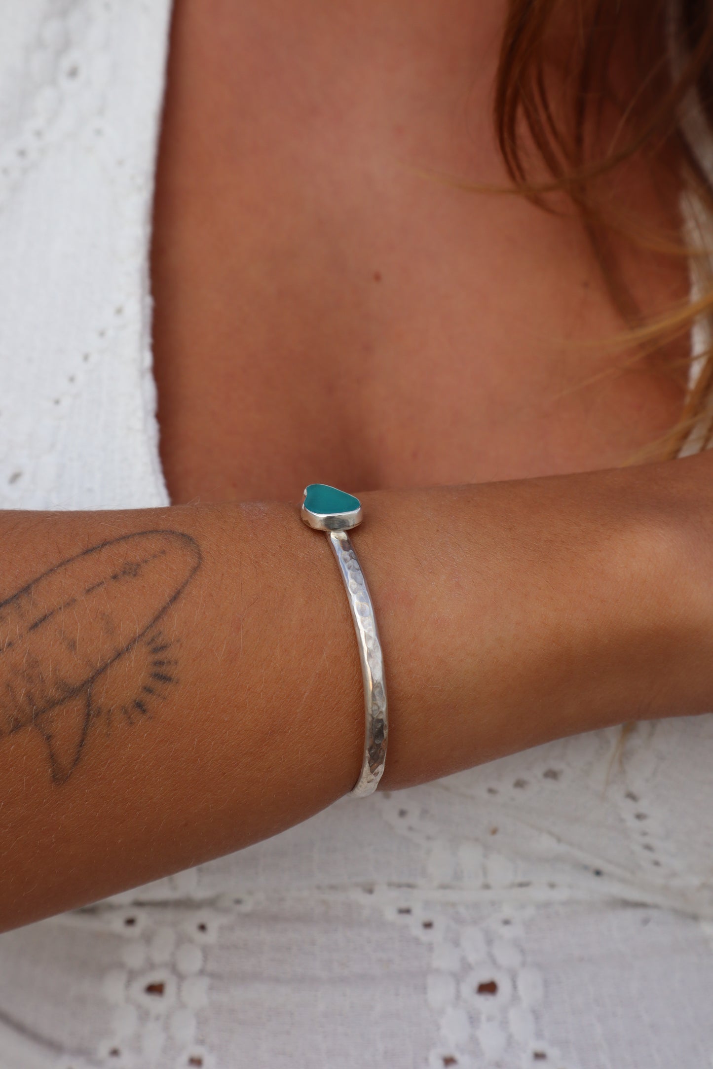 Blue Sea Glass Wanderer Cuff