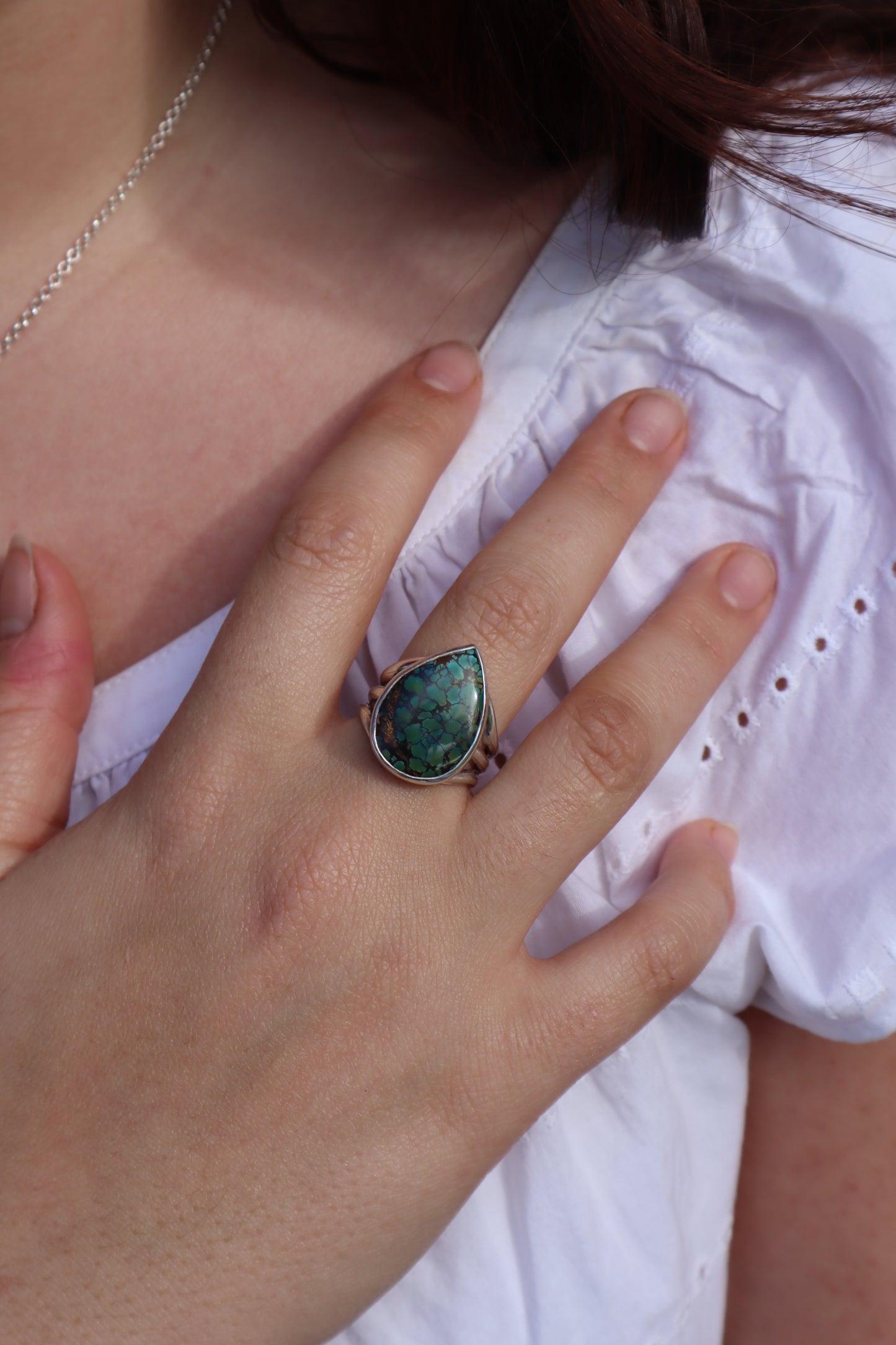 Teardrop Turquoise Ring SIZE P 1/2 - 8