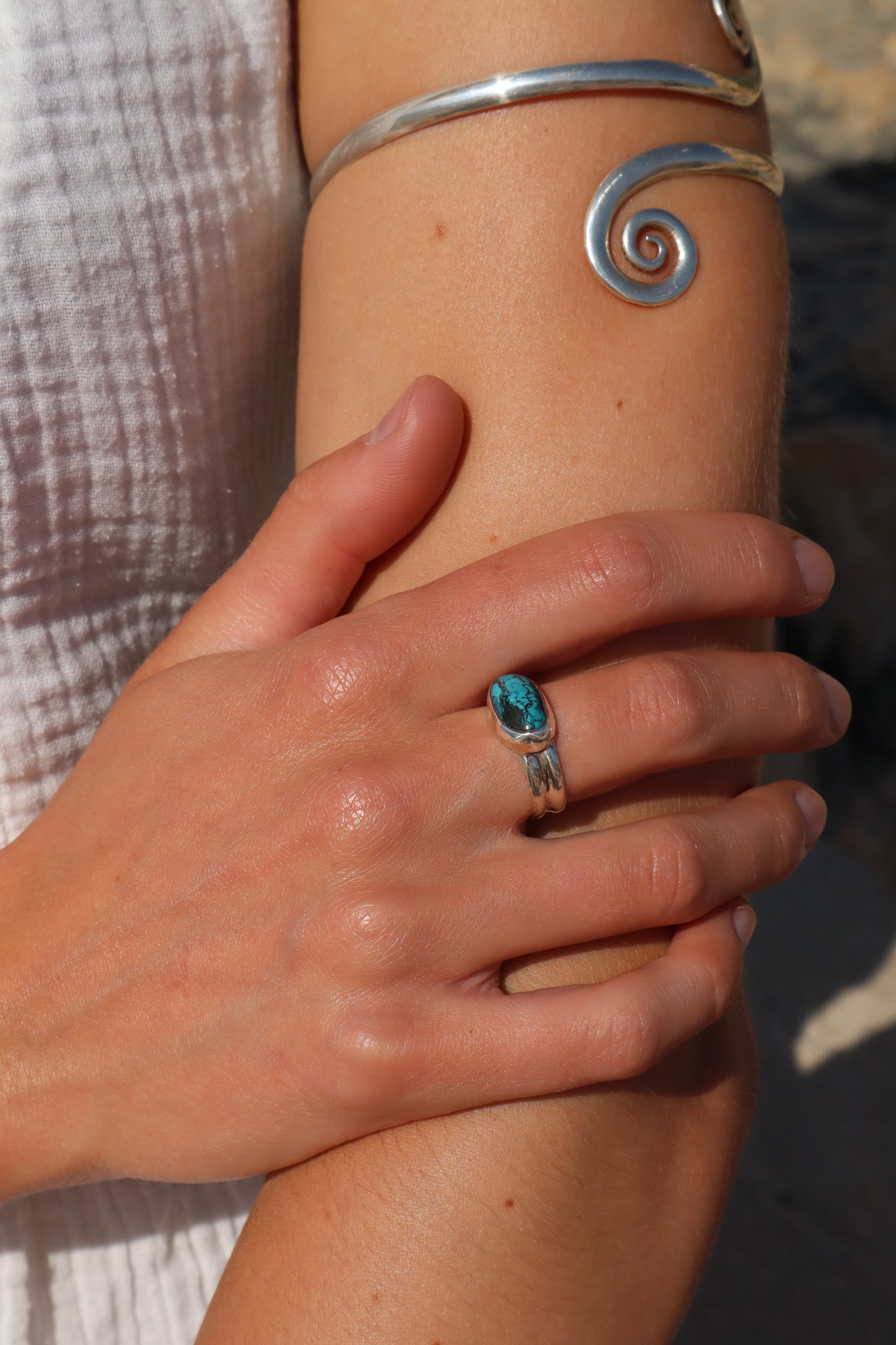 Shattuckite Azurite Ring SIZE L - 5 3/4