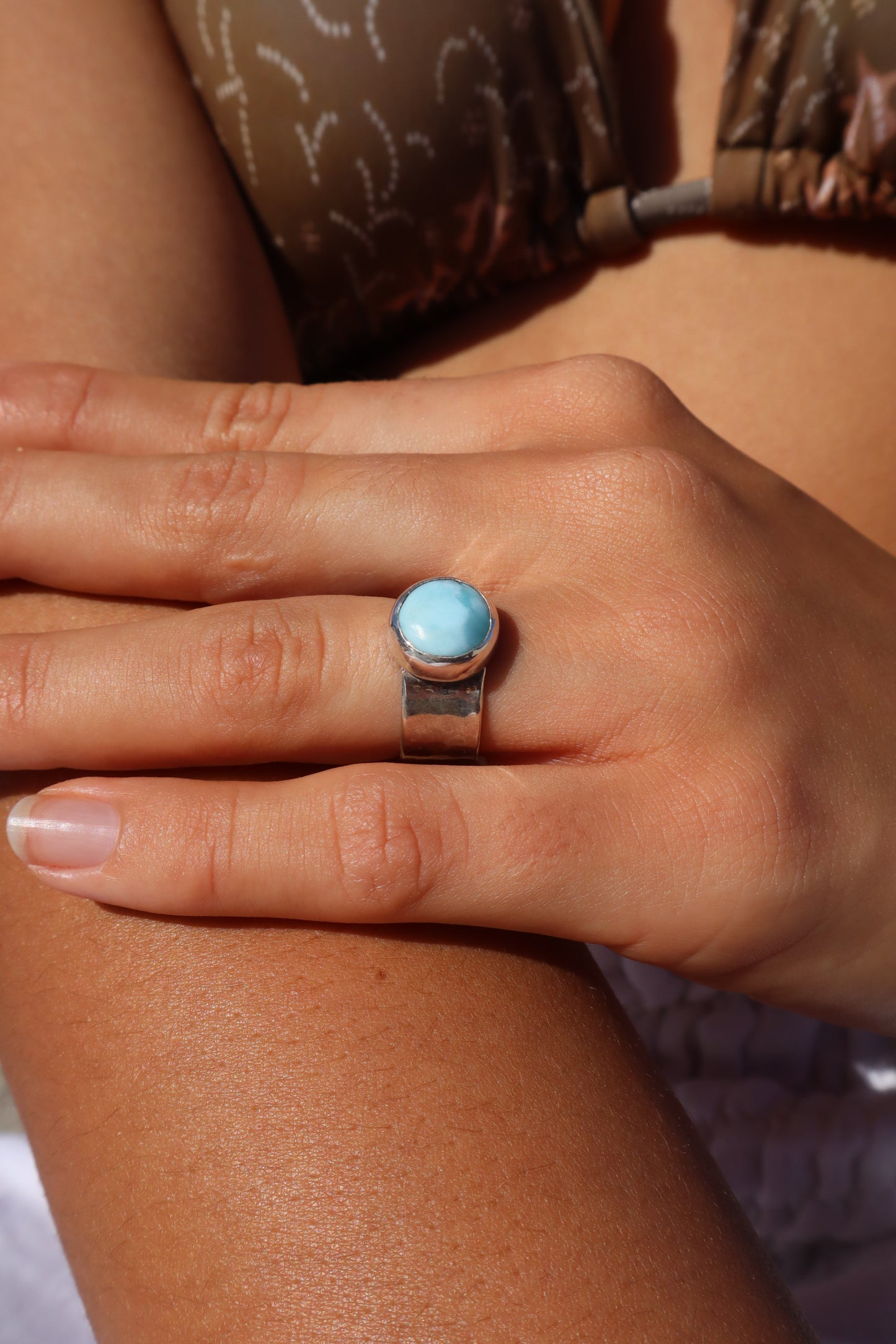 Textured Larimar Ring SIZE M - 6 1/4