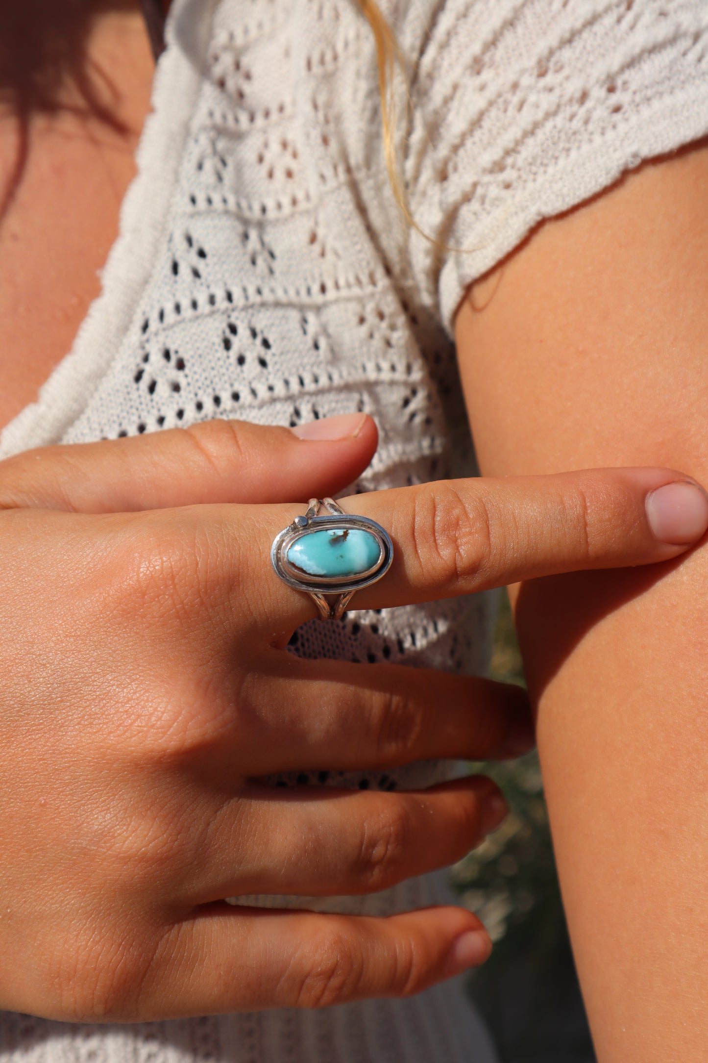 Double Banded Turquoise Ring SIZE Q 1/2 - 8 1/2