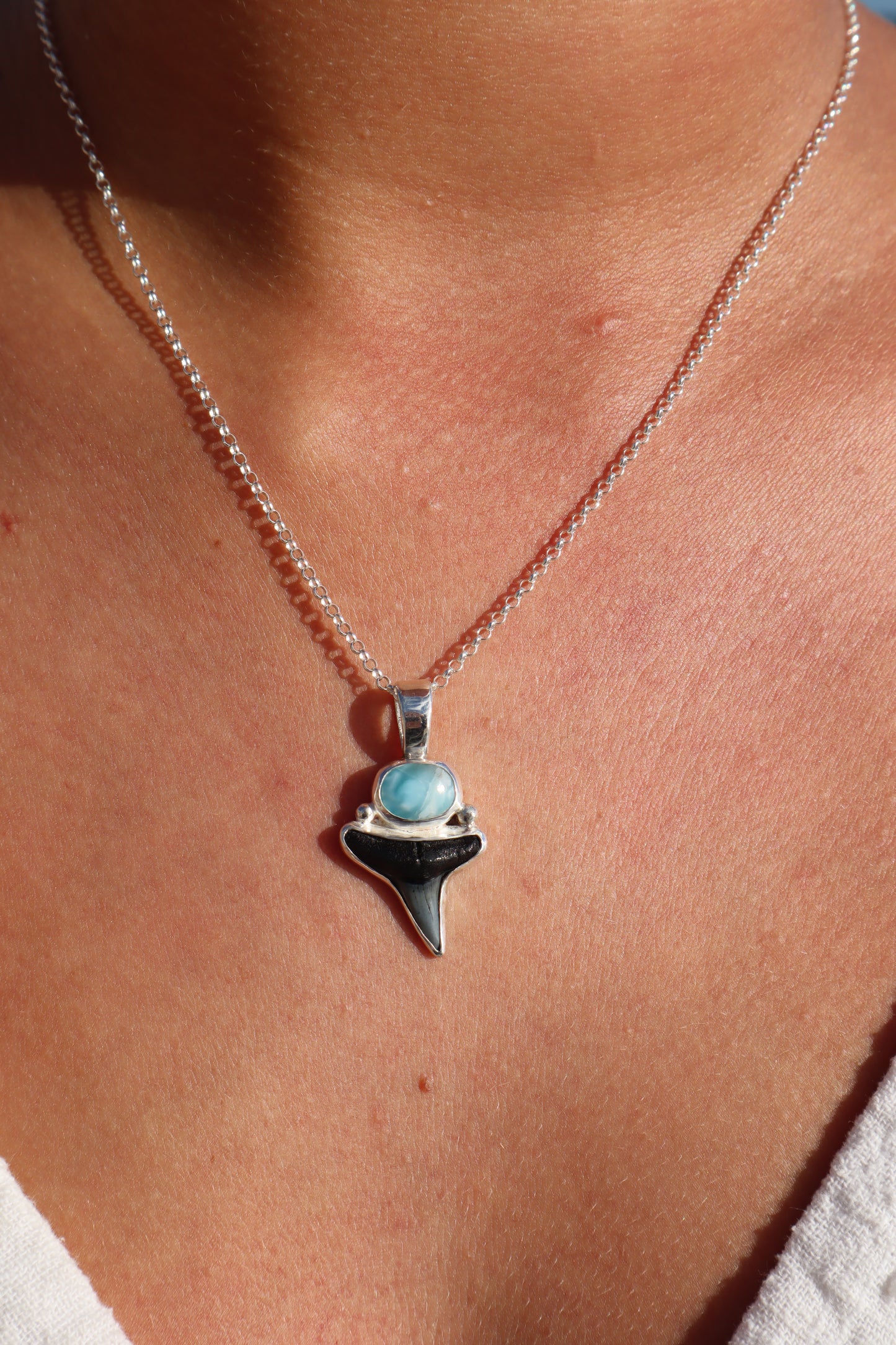 Larimar x Shark Tooth Pendant