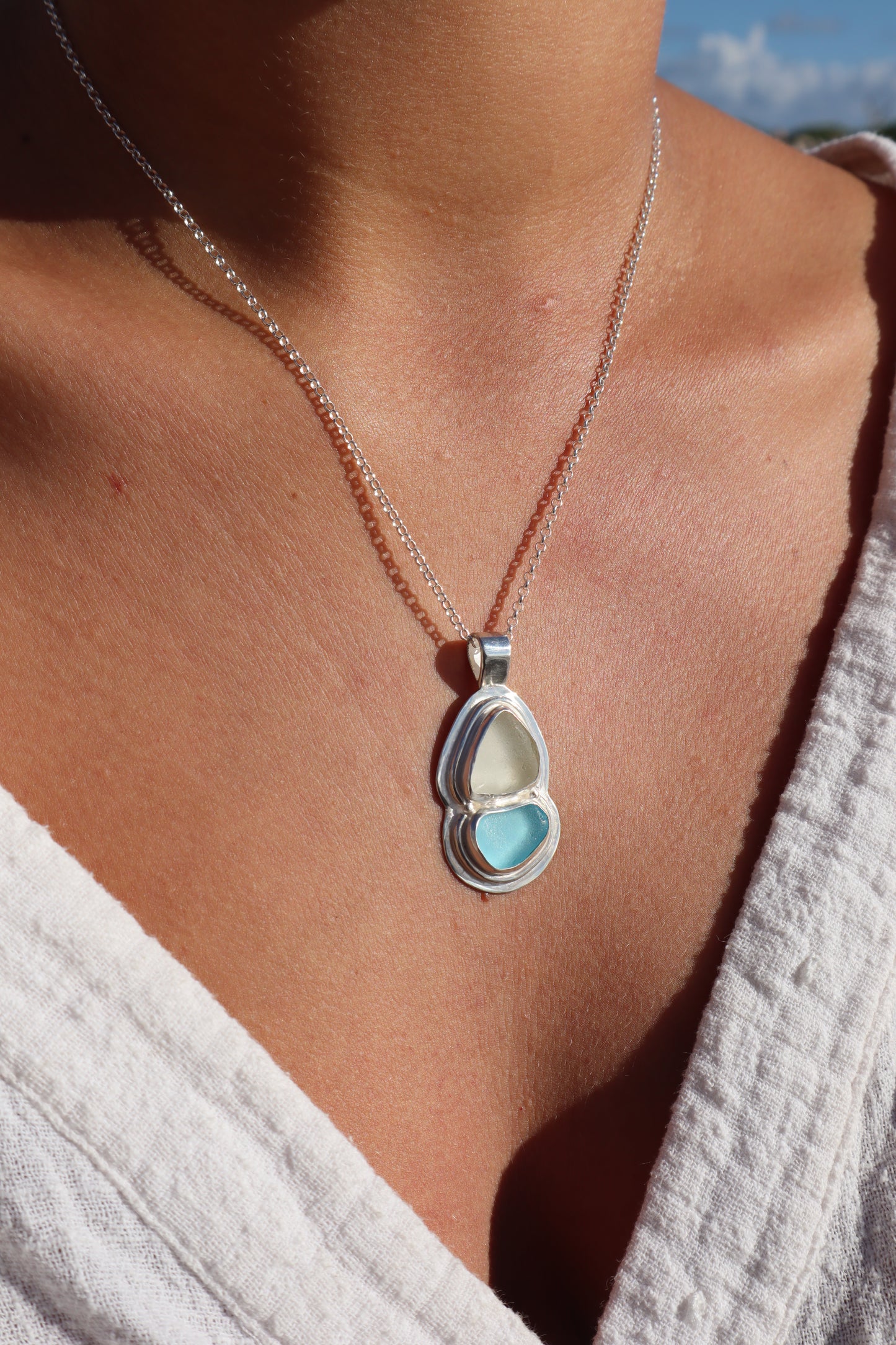 Double Sea Glass Pendant