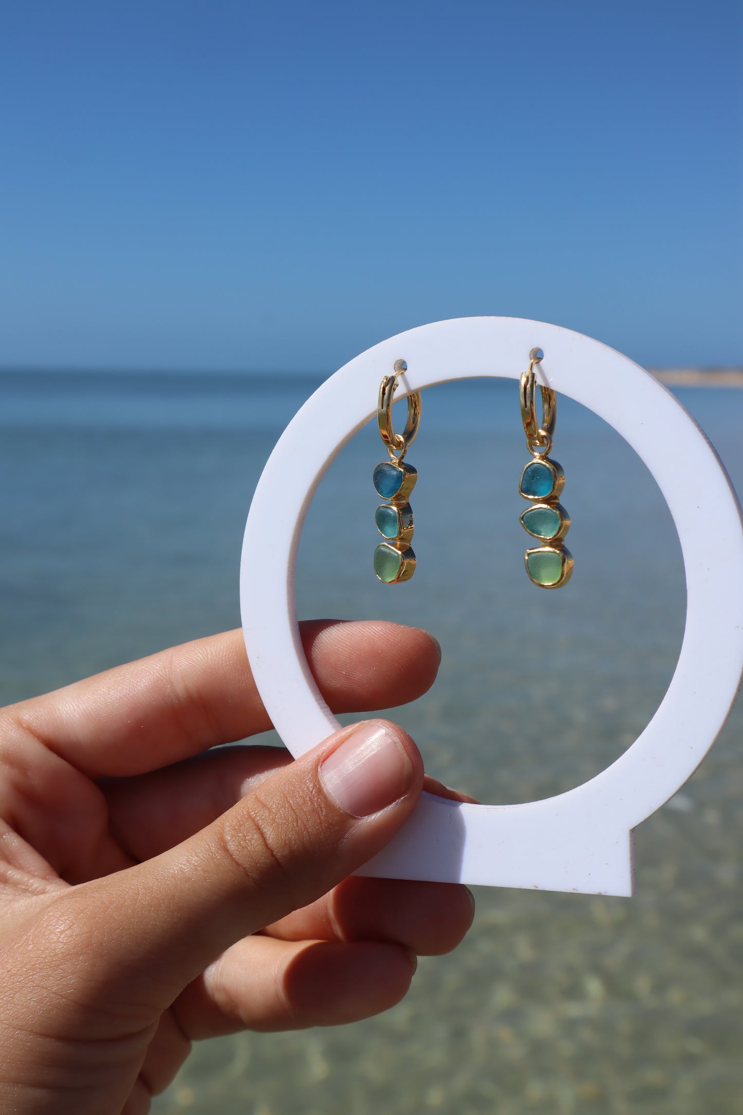 Triple Seaglass Earrings