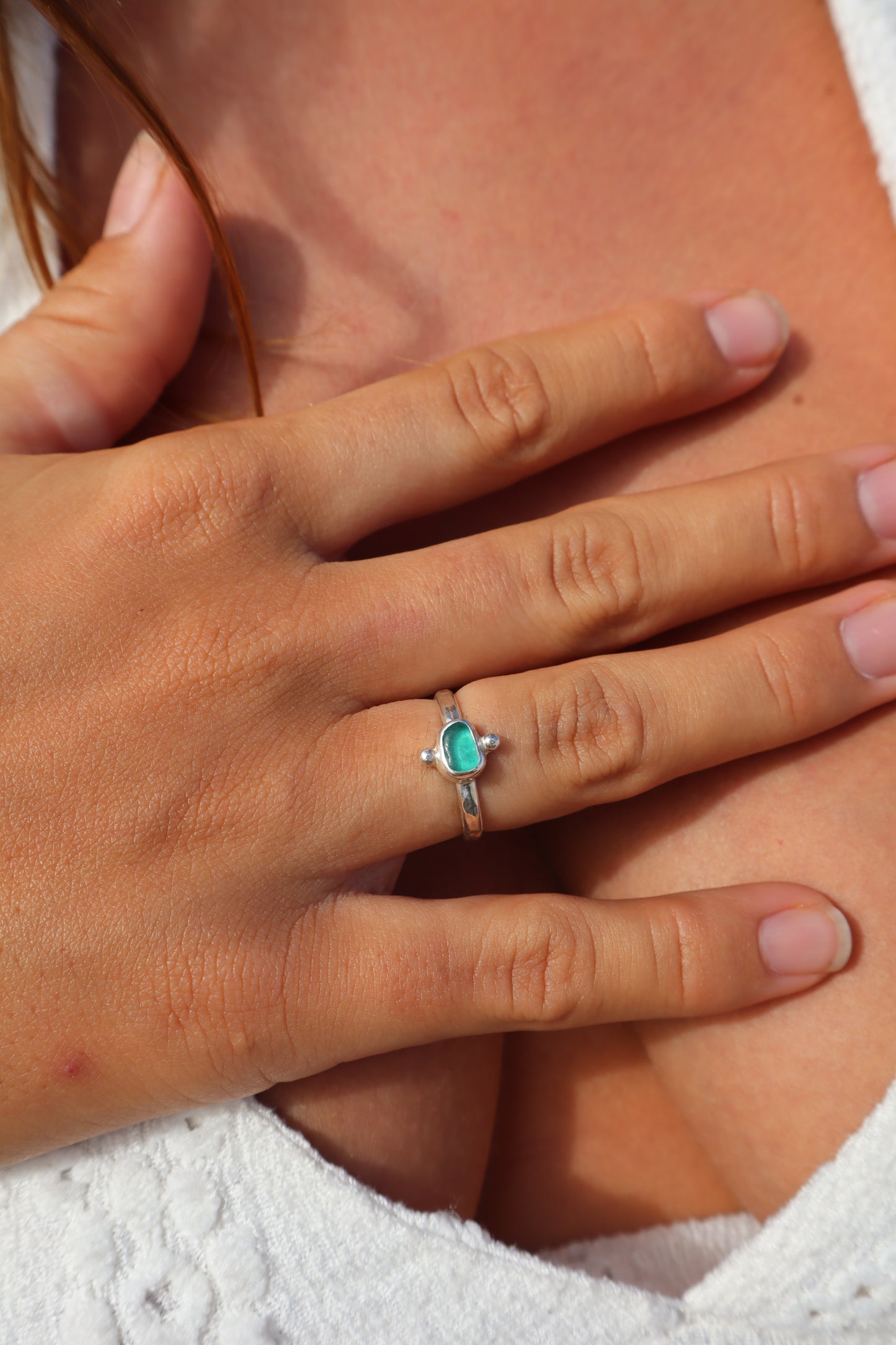 Dainty Seaglass Ring SIZE M - 6 1/4