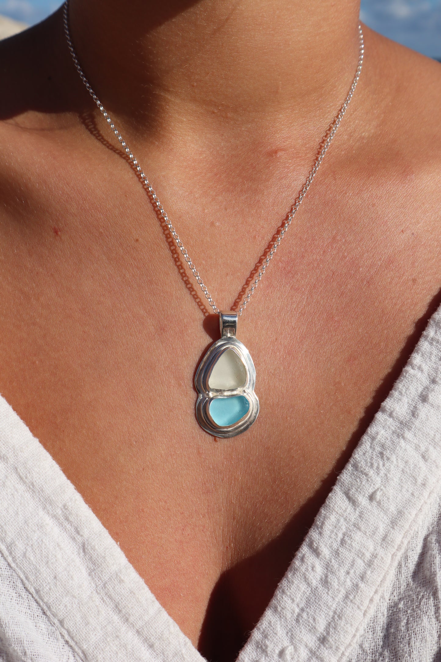 Double Sea Glass Pendant