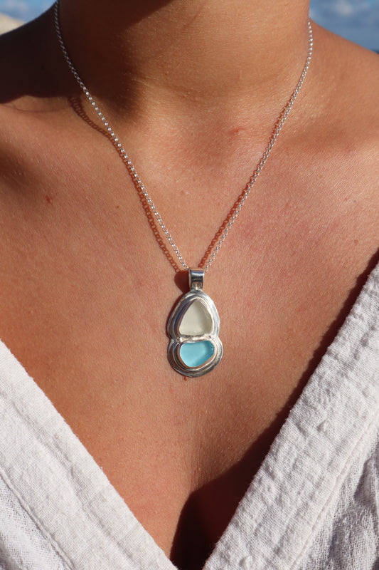 Double Sea Glass Pendant