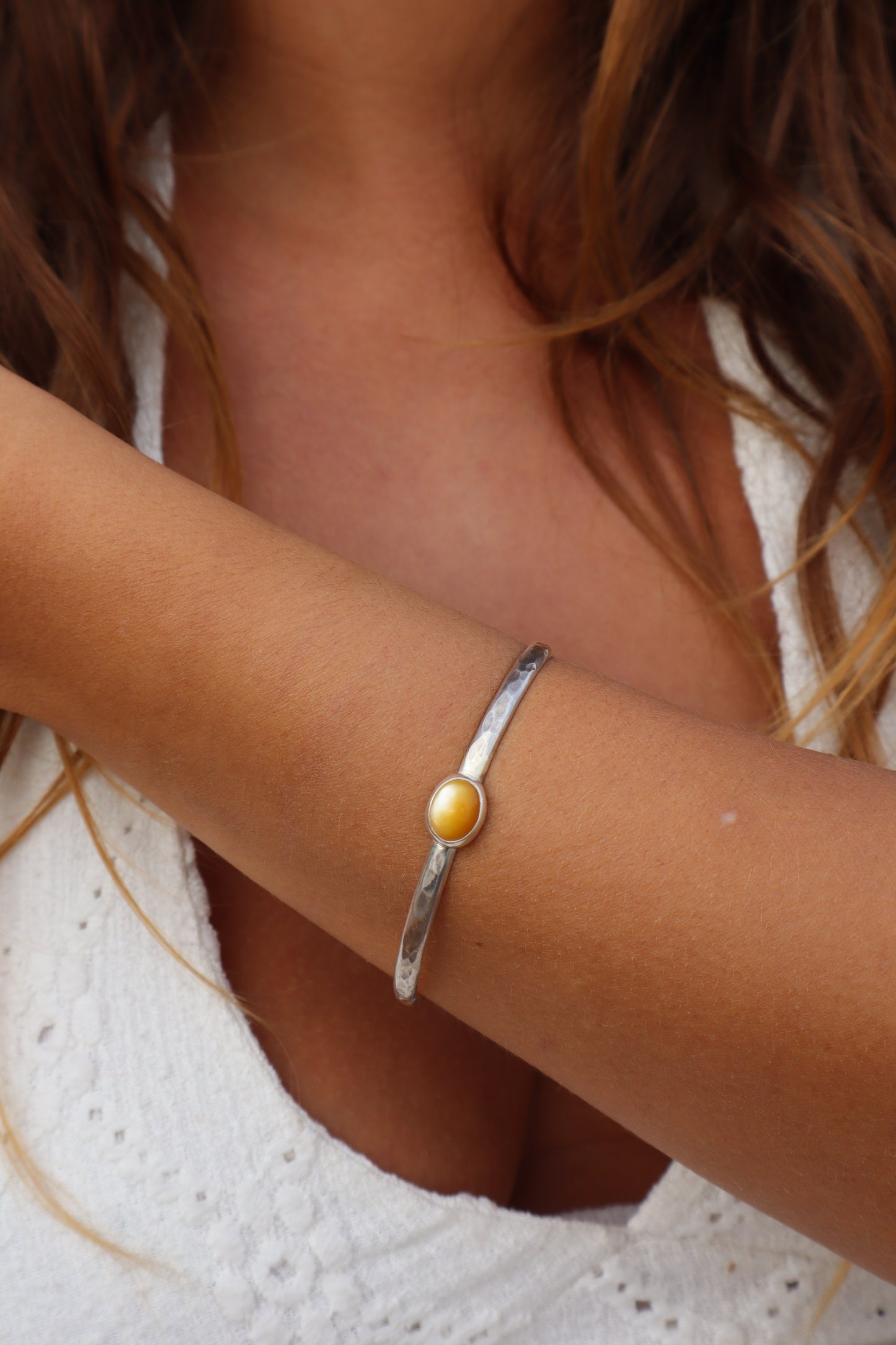 Yellow Mother Of Pearl Wanderer Cuff