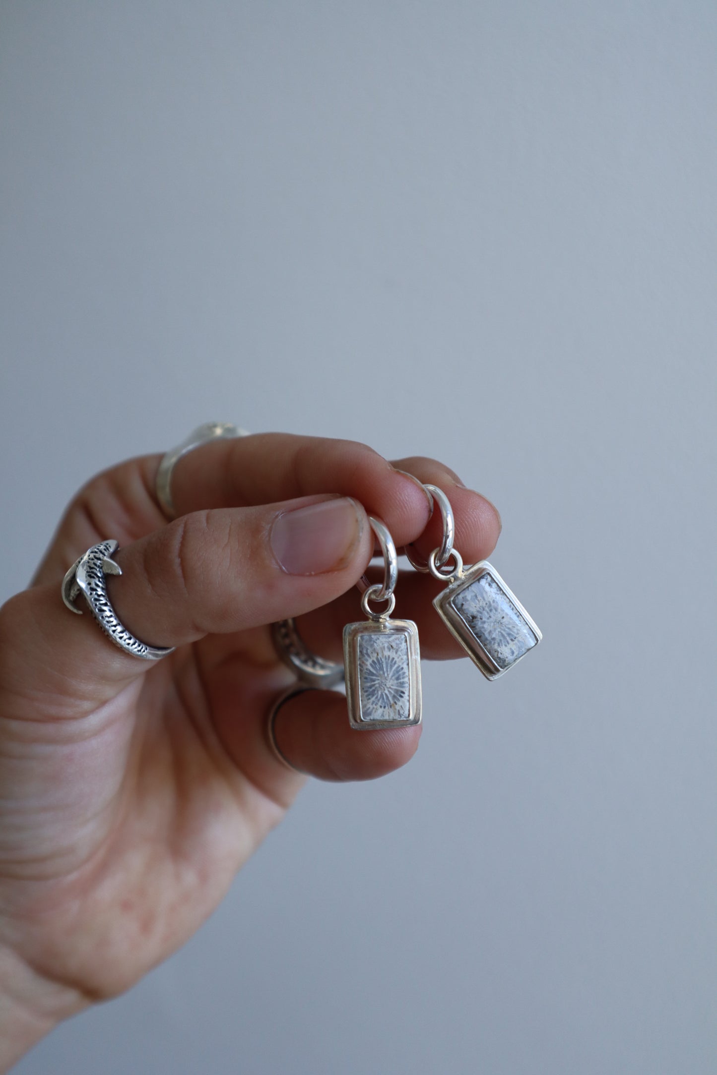 Fossilised Coral Frame Hoops