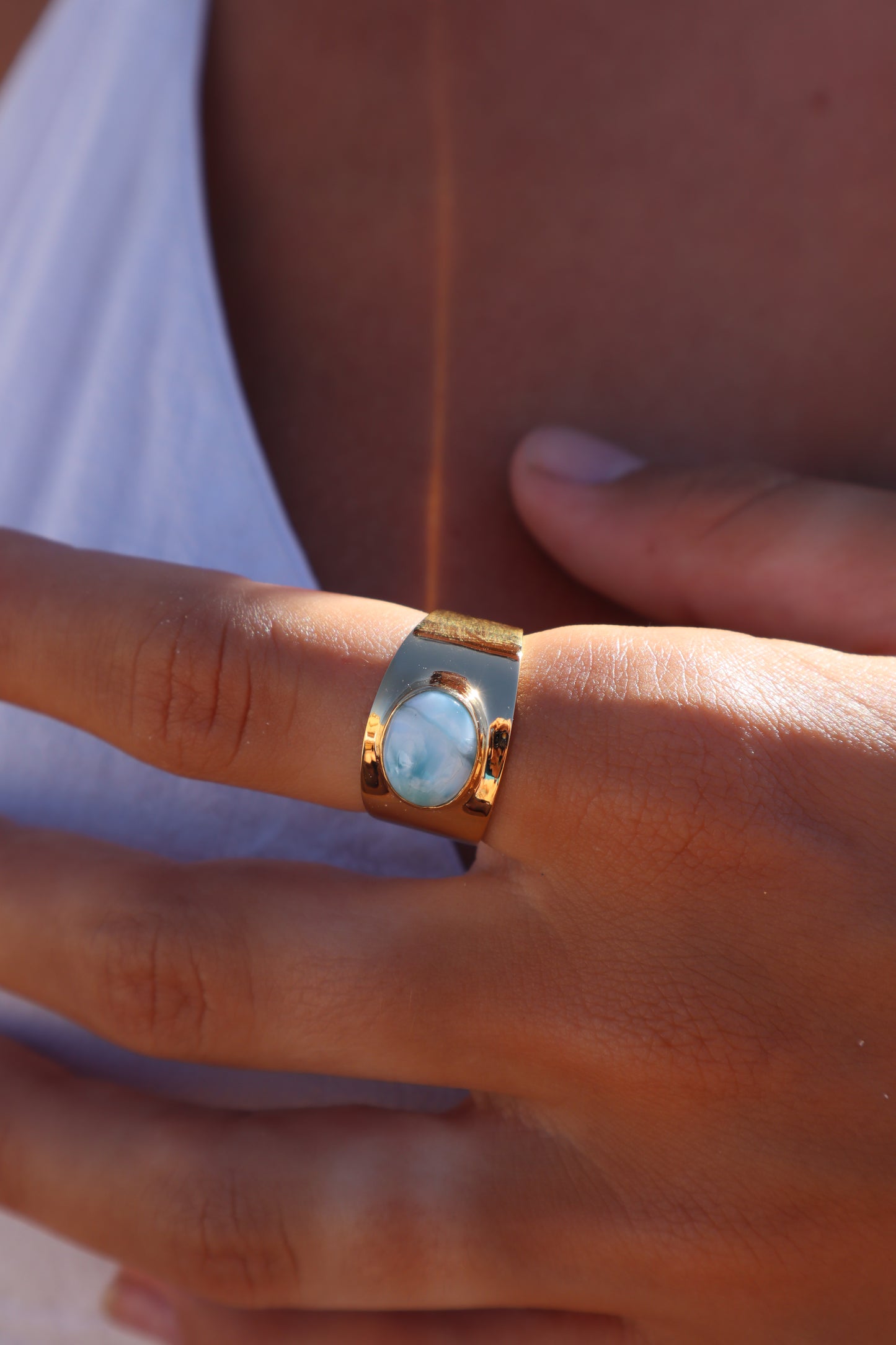 Larimar Signet Ring SIZE 8.5