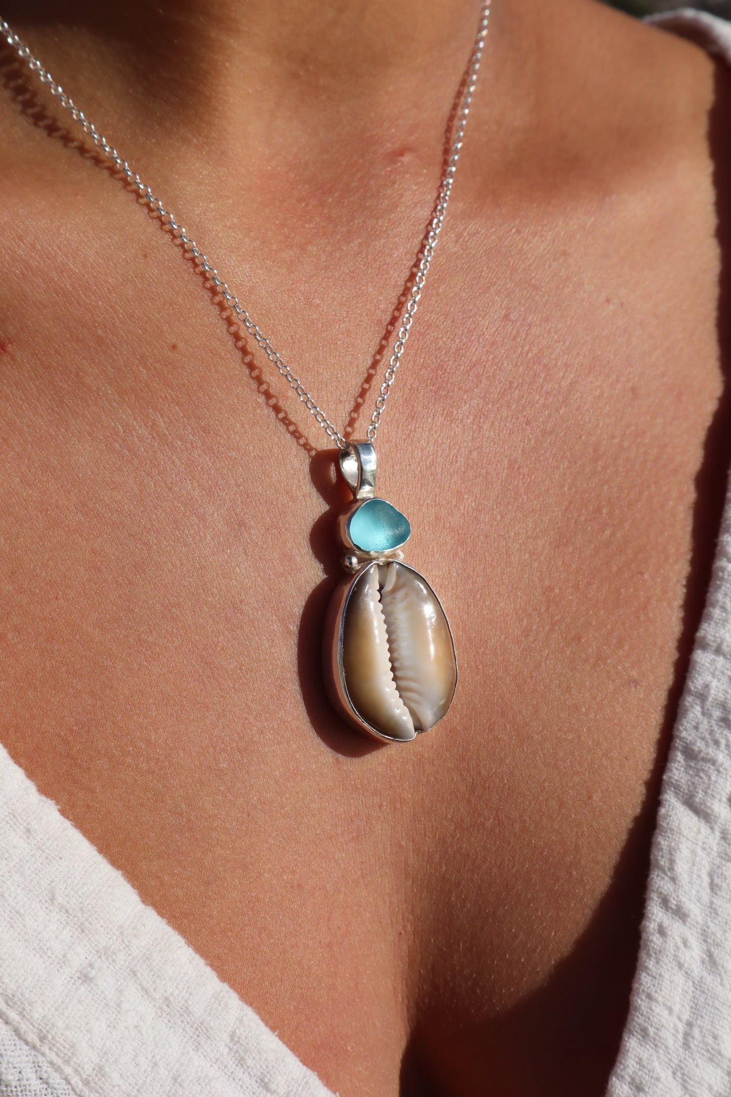 Cowrie x Seaglass Pendant