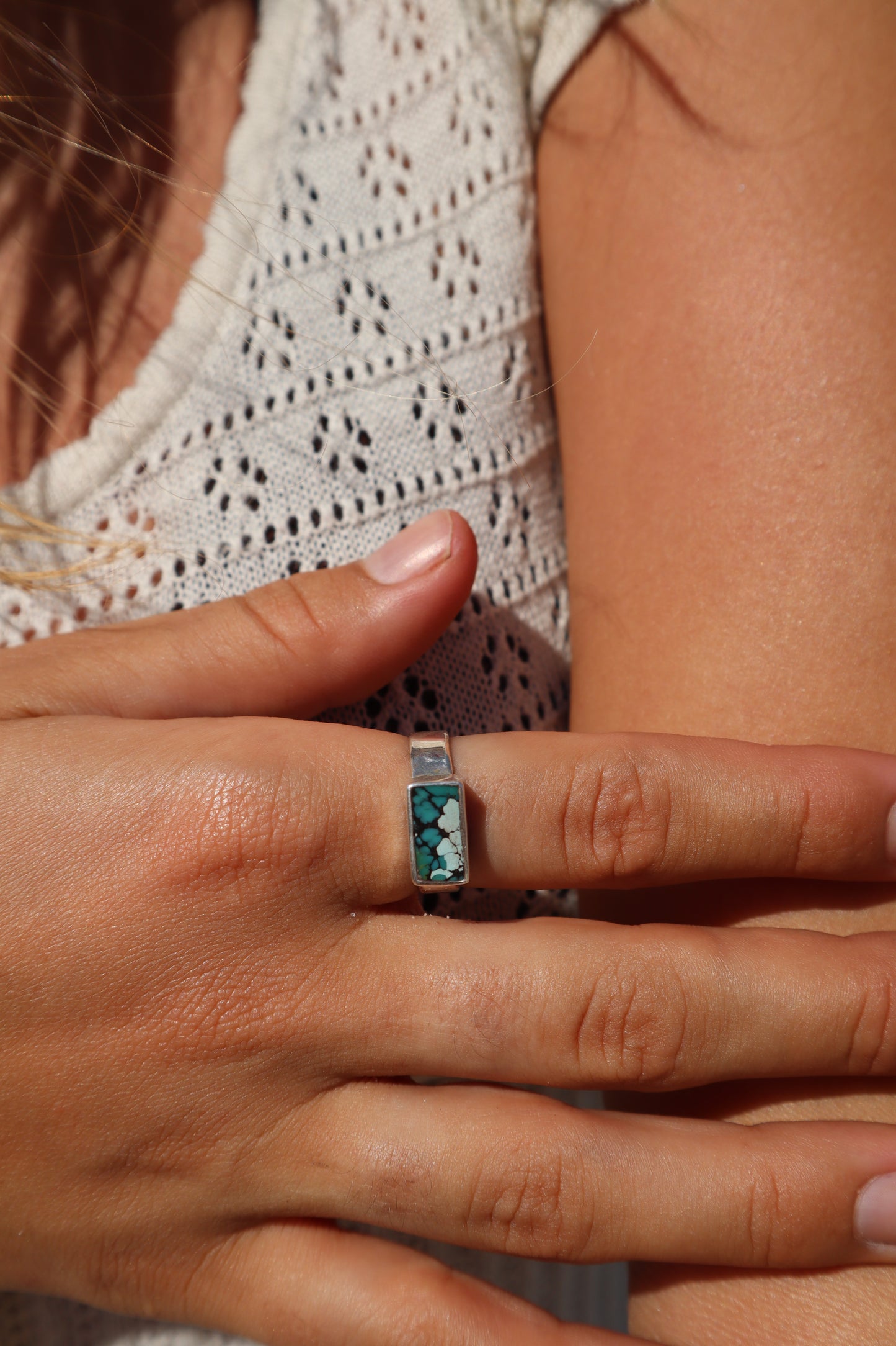 Horizontal Turquoise Ring SIZE S - 9 1/4
