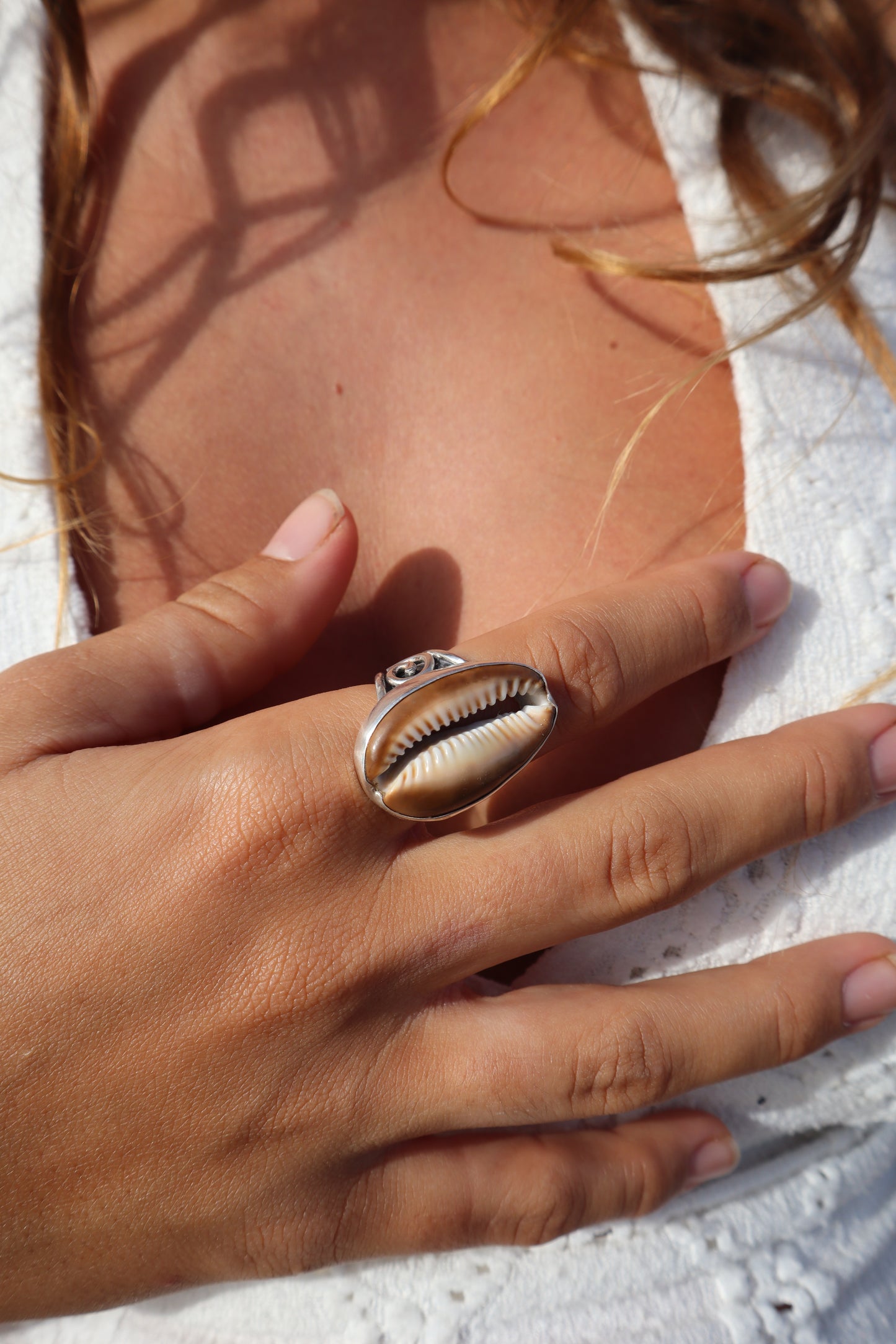 Spiral Cowrie Ring SIZE P 1/2 - 8
