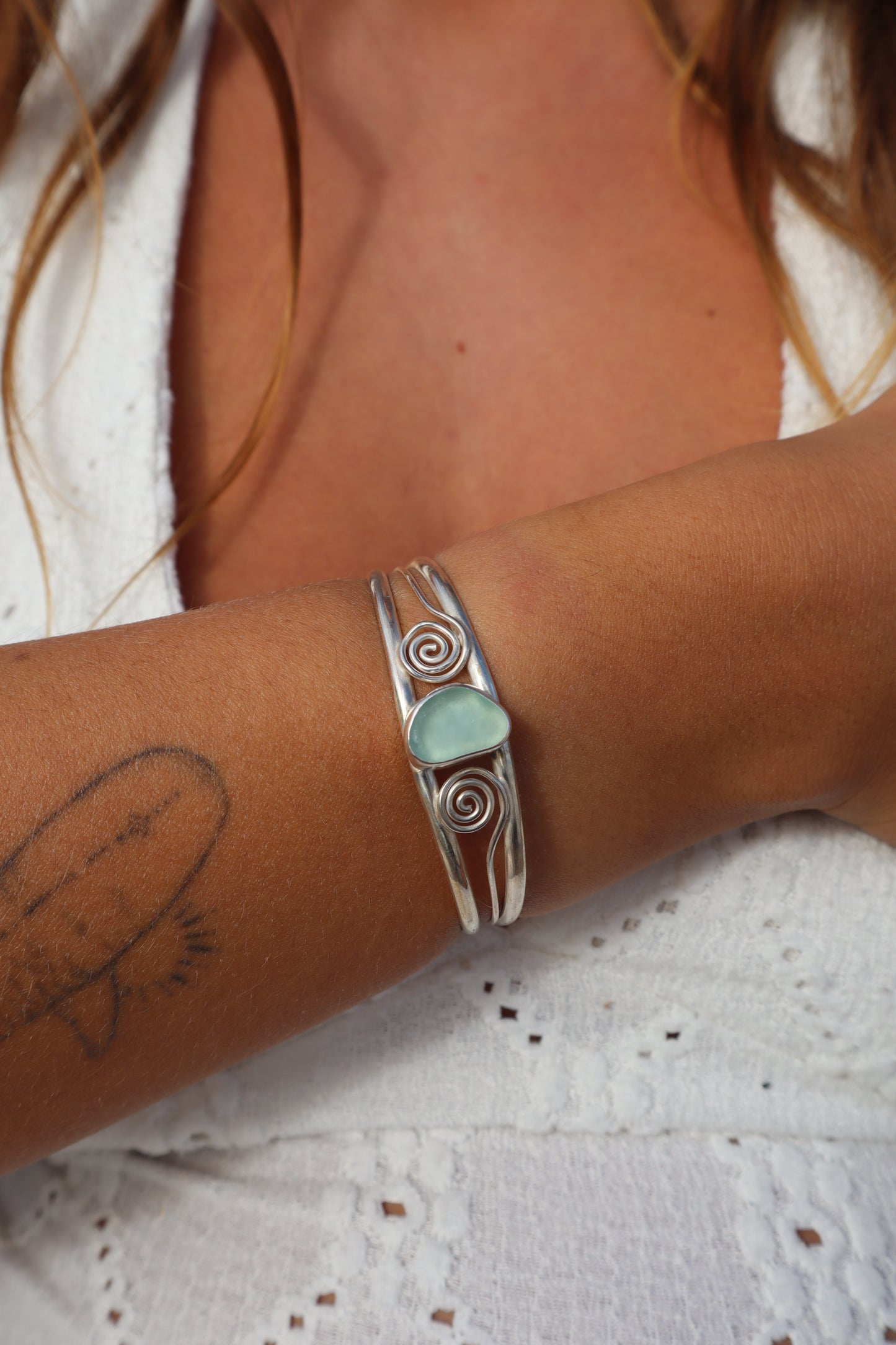 Spiral Seaglass Tidal Cuff