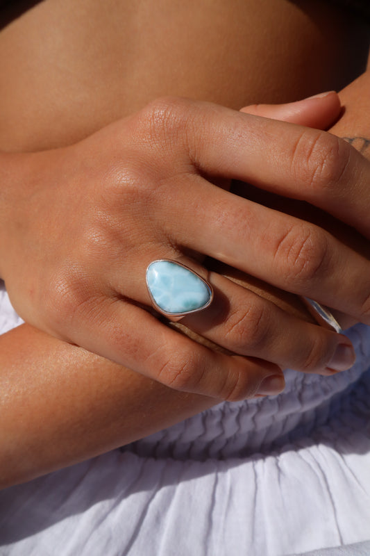 Chunky Larimar Ring SIZE N 1/2 - 7