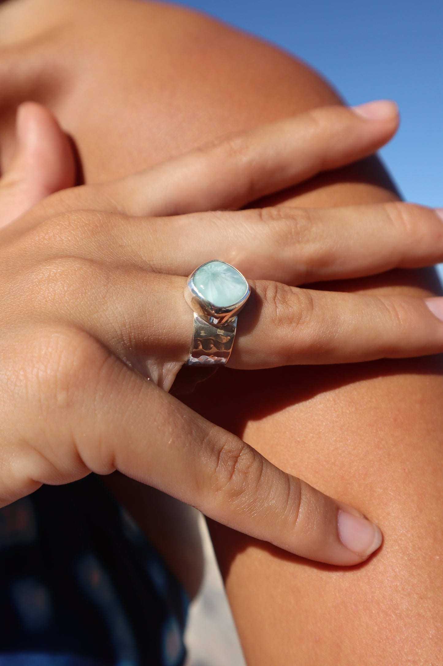 Textured Hemimorphite Ring SIZE P - 7 3/4