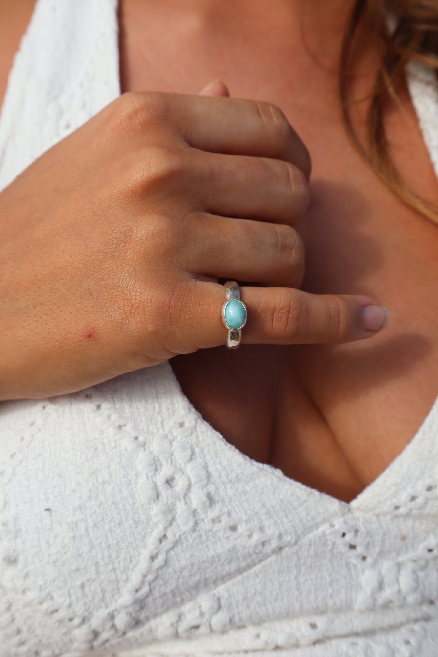 Dainty Larimar Ring SIZE L 1/2 - 6