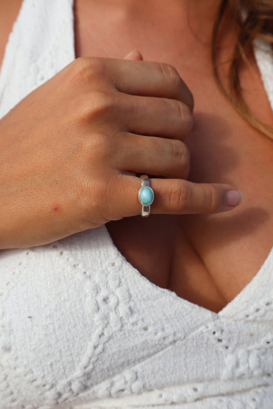 Dainty Larimar Ring SIZE L 1/2 - 6