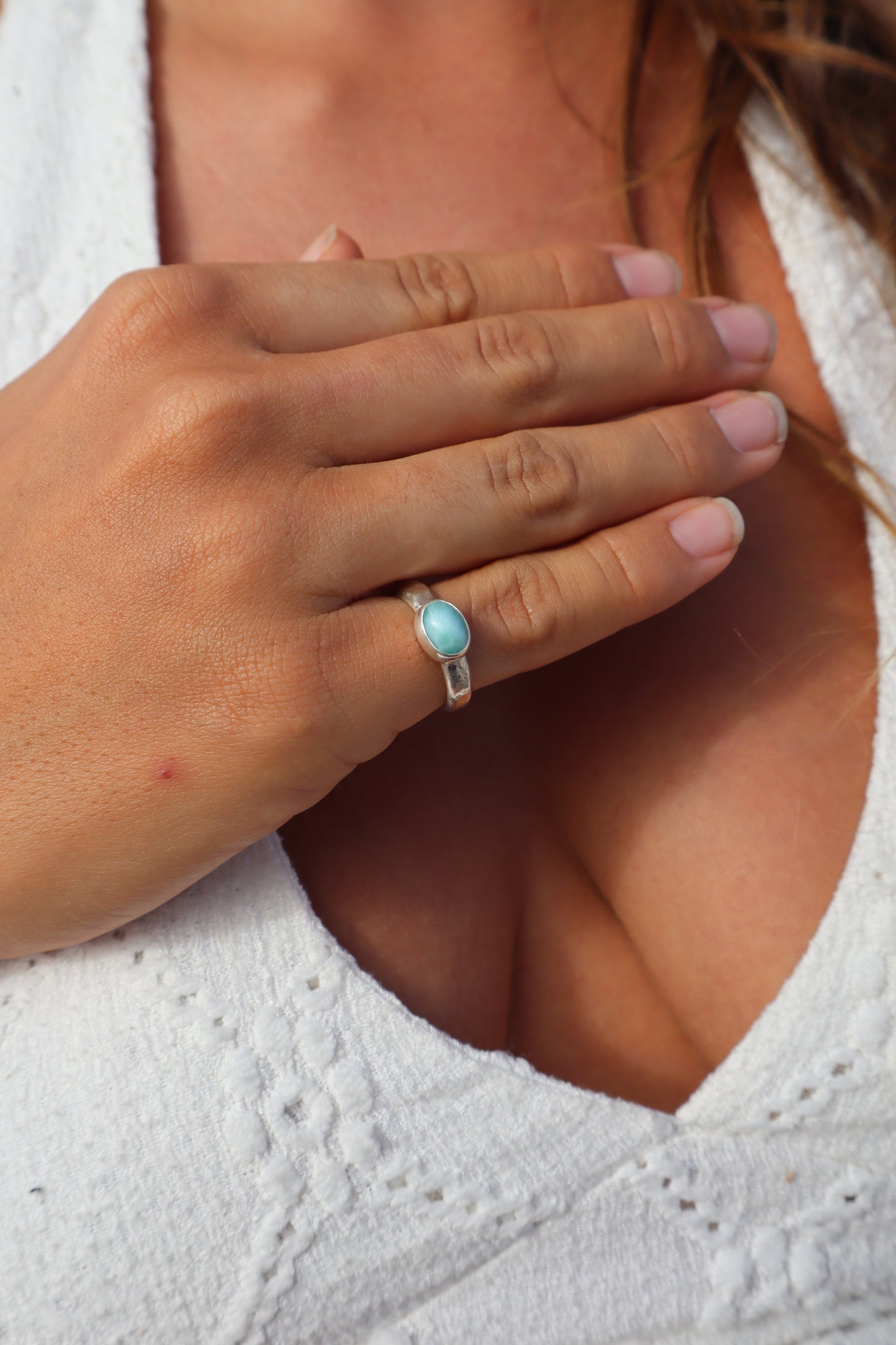 Dainty Larimar Ring SIZE L 1/2 - 6