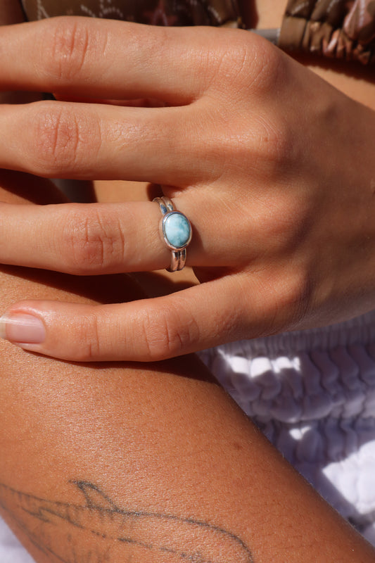 Dainty Larimar Ring SIZE L 1/2 - 6
