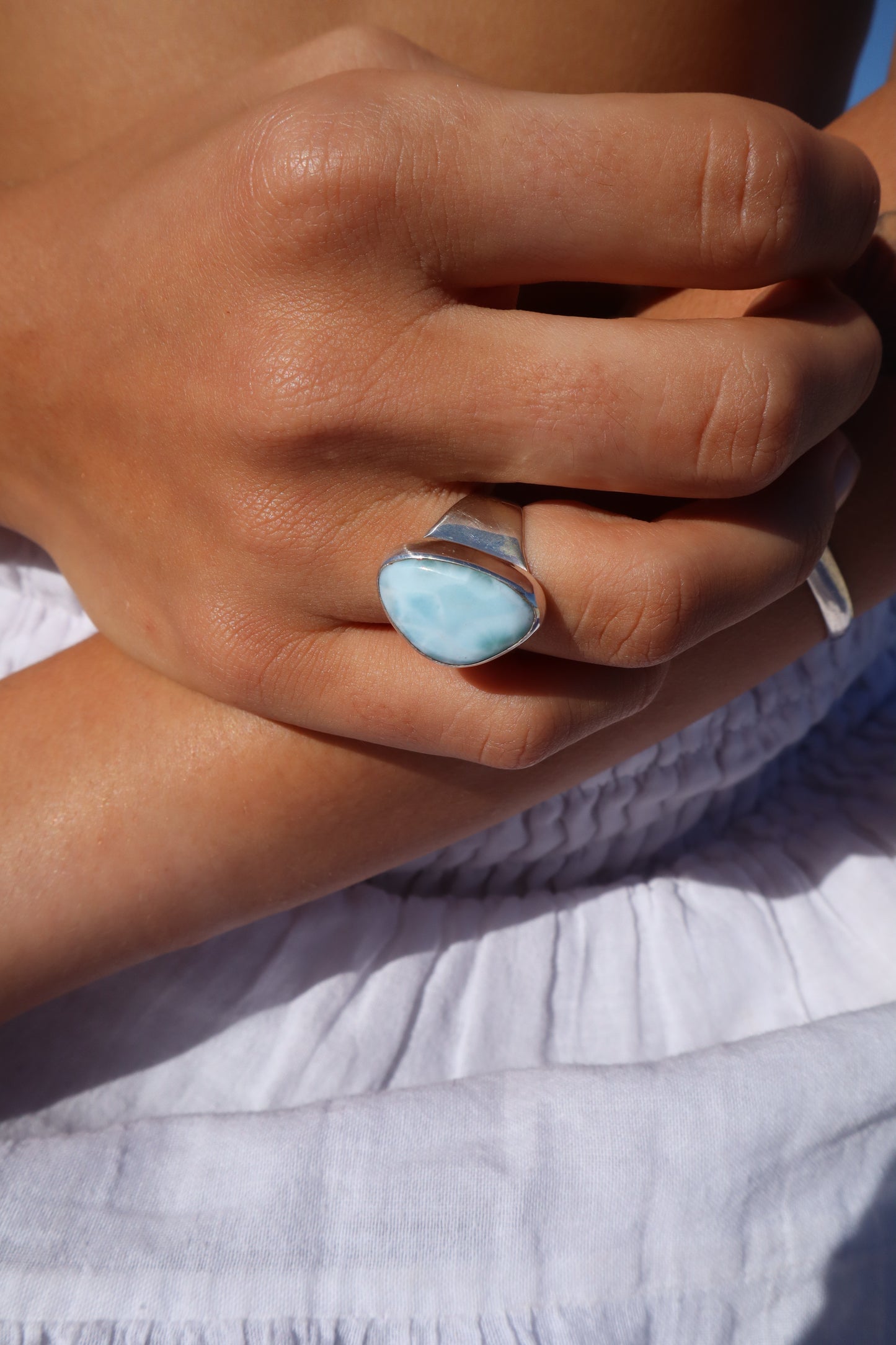 Chunky Larimar Ring SIZE N 1/2 - 7