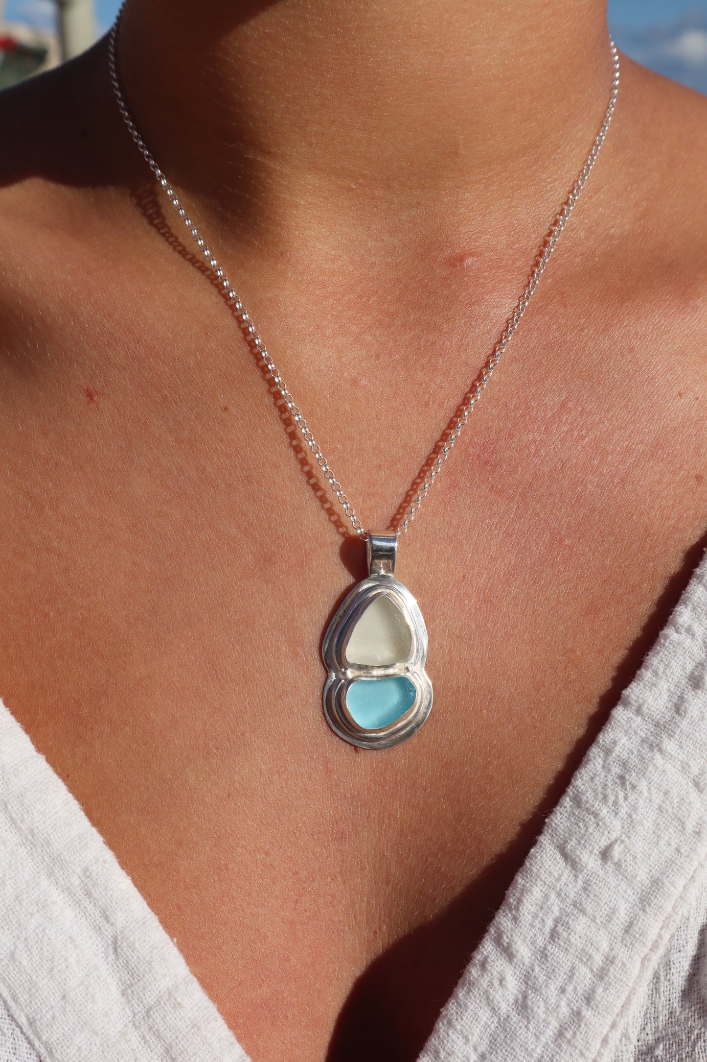 Double Sea Glass Pendant